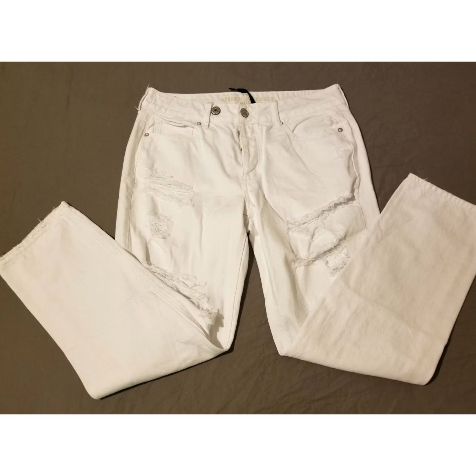 American Eagle Outfitters Womens American Eagle Outfitters Jeans 10 White Denim Tapered Size 32" / US 10 / IT 46 - 5 Thumbnail