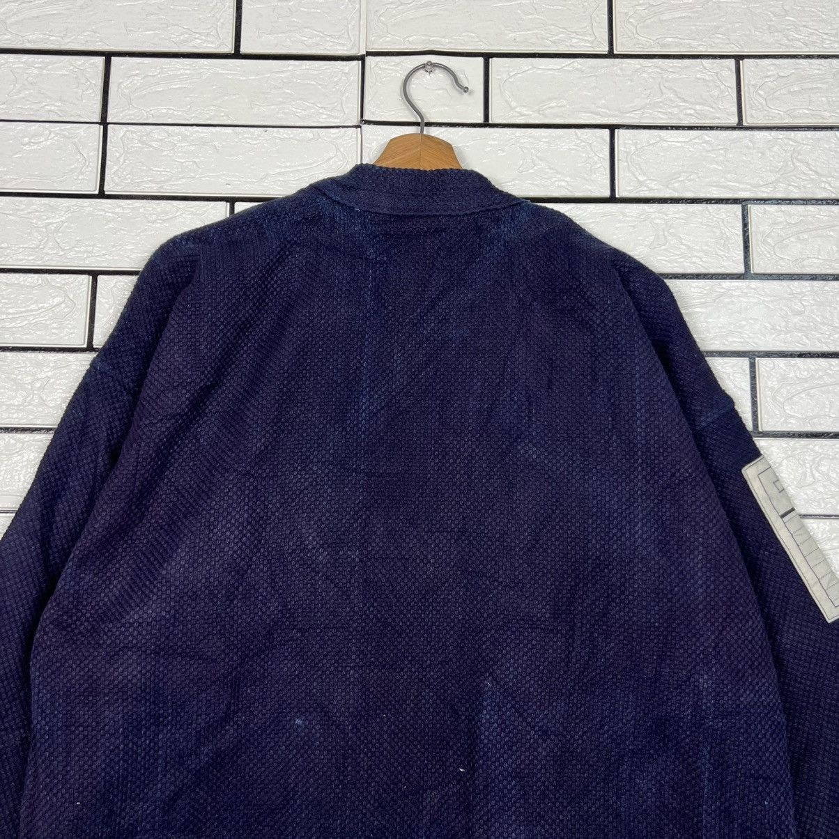 Vintage Bushu Navy Blue Indigo Shashiko Thick Weave Kimono 4133-C188 Size US L / EU 52-54 / 3 - 18 Thumbnail