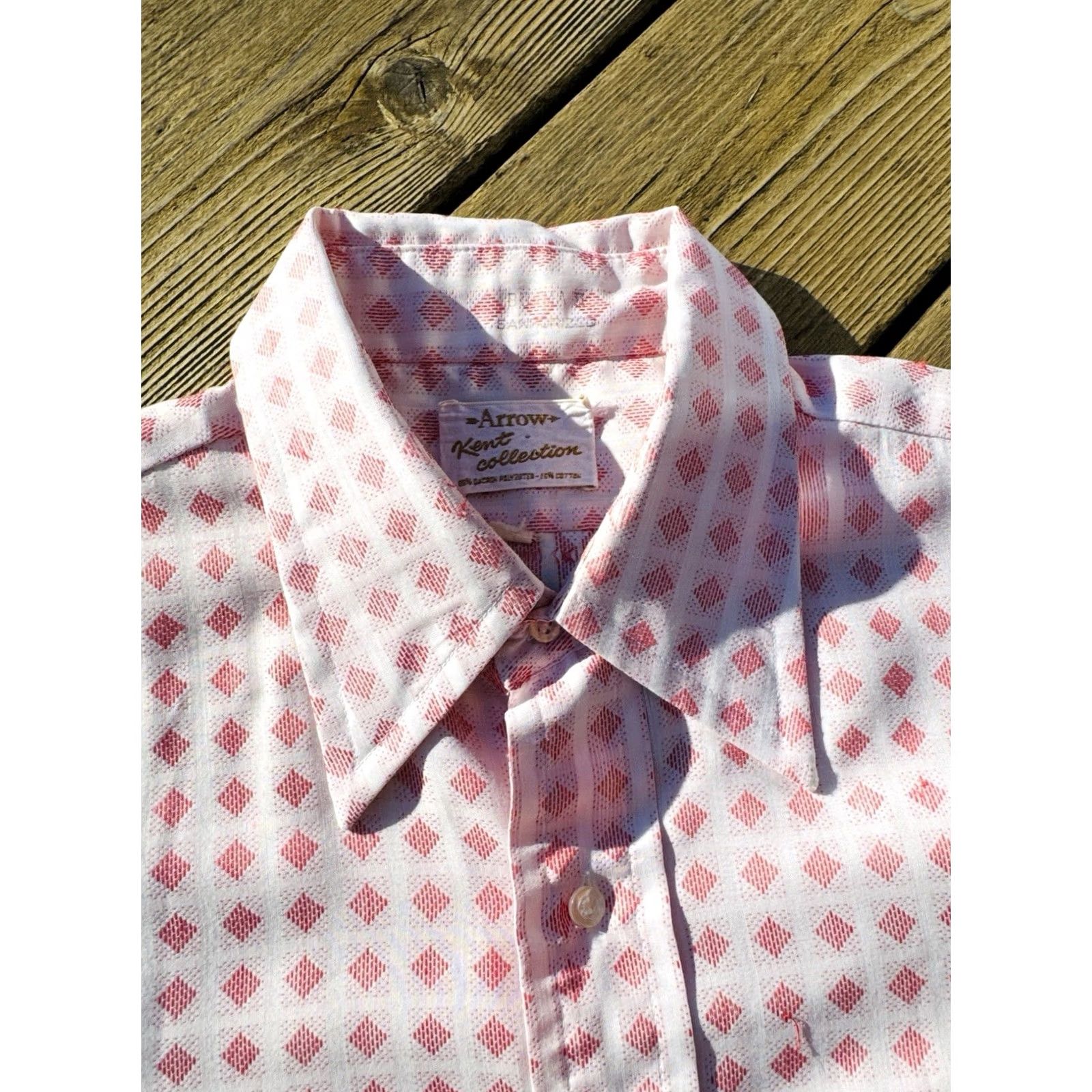 Arrow VINTAGE 70s Arrow Kent Collection Shirt Pink Pattern XL Sanforized Mens Size US XL / EU 56 / 4 - 4 Thumbnail