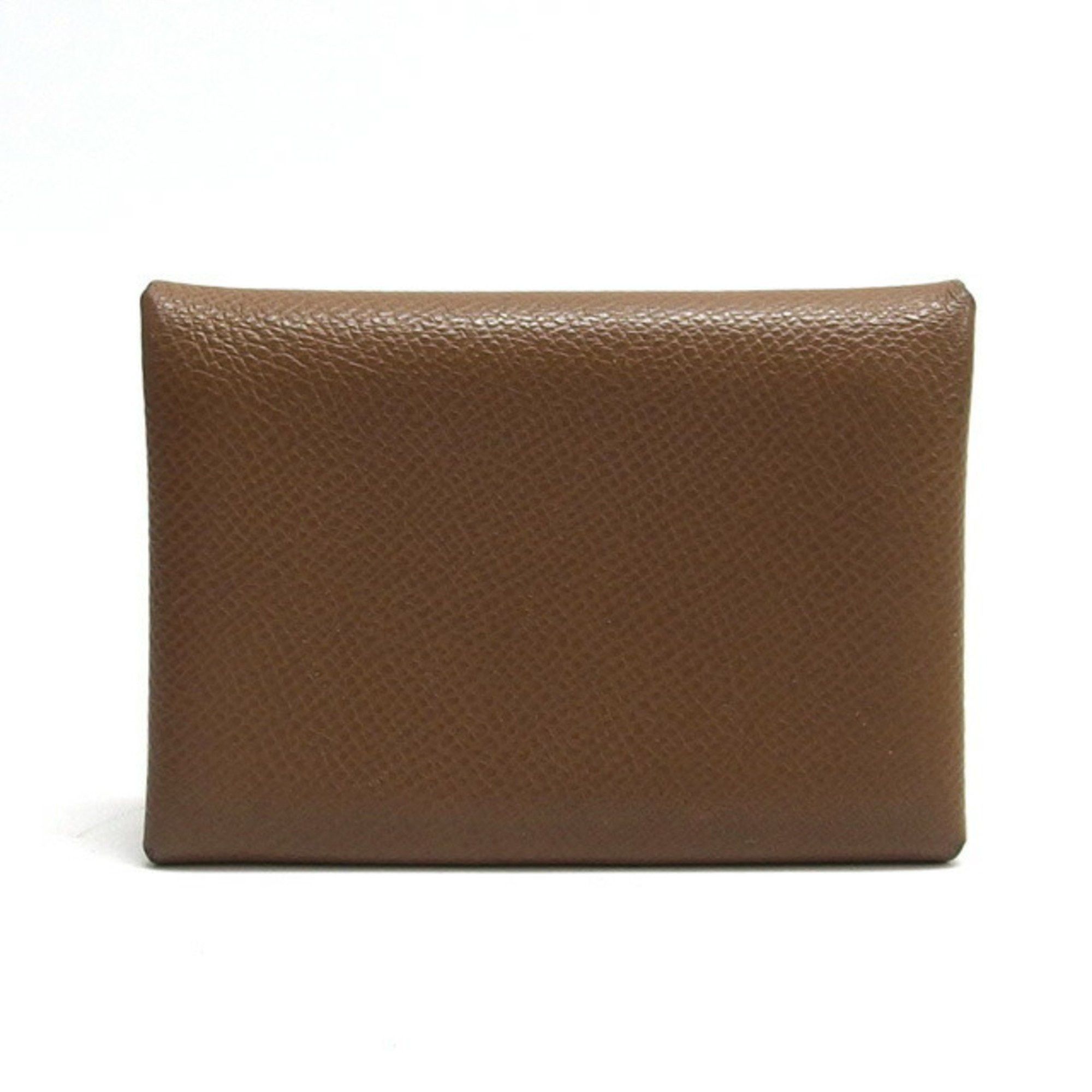Hermes Hermes Calvi Duo Bi-fold Coin Purse Maroon Brown Size ONE SIZE - 1 Thumbnail