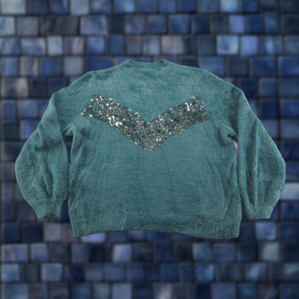 Nine West Nine West x Cara Santana Sweater Women Green Sequin Fuzzy Soft Pullover Size 2XL Size XXL / US 16-18 / IT 52-54 - 1 Thumbnail