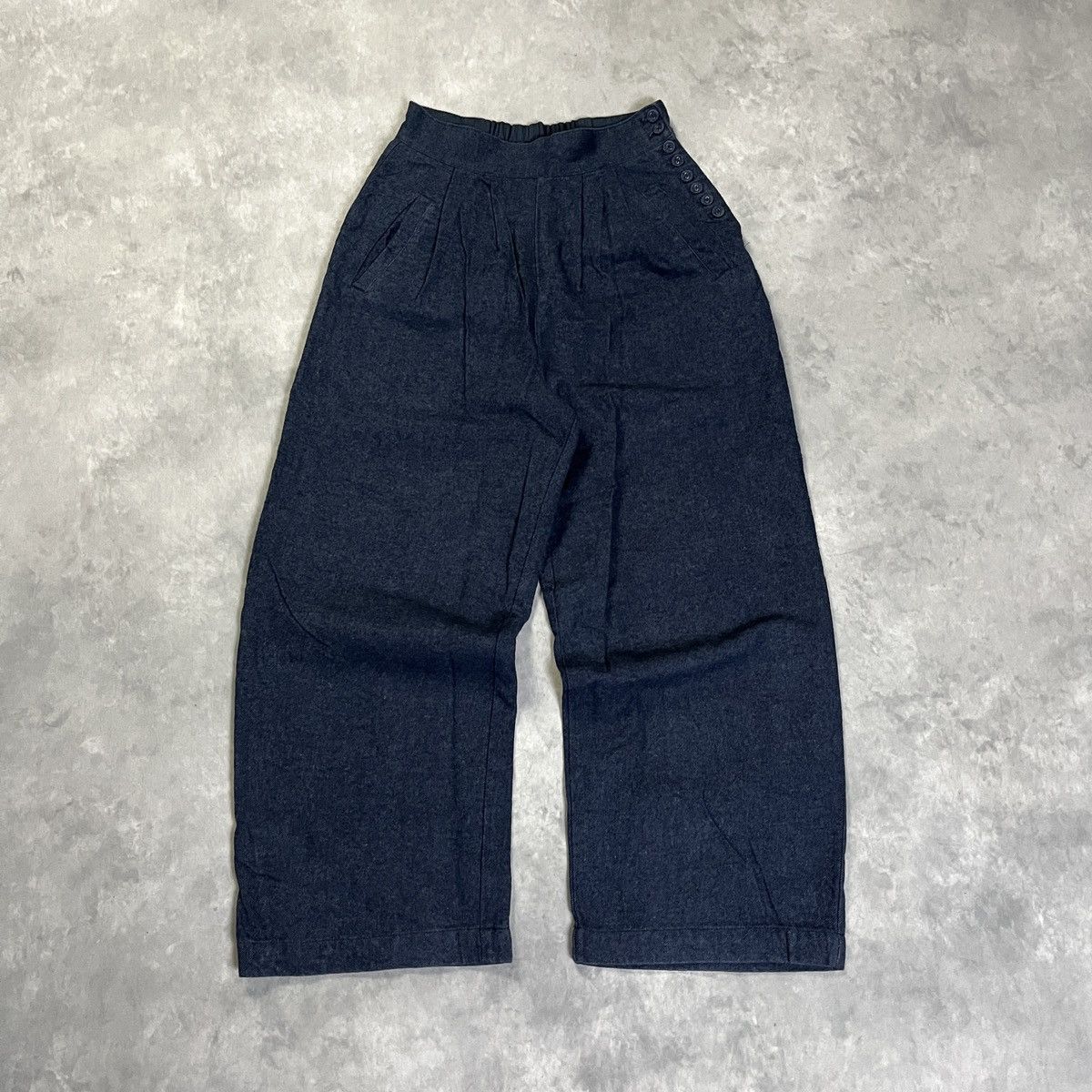 Beams Plus BEAMS Navy Pleated Wide Leg Pants Size 24" / US 00 / IT 34 - 1 Thumbnail