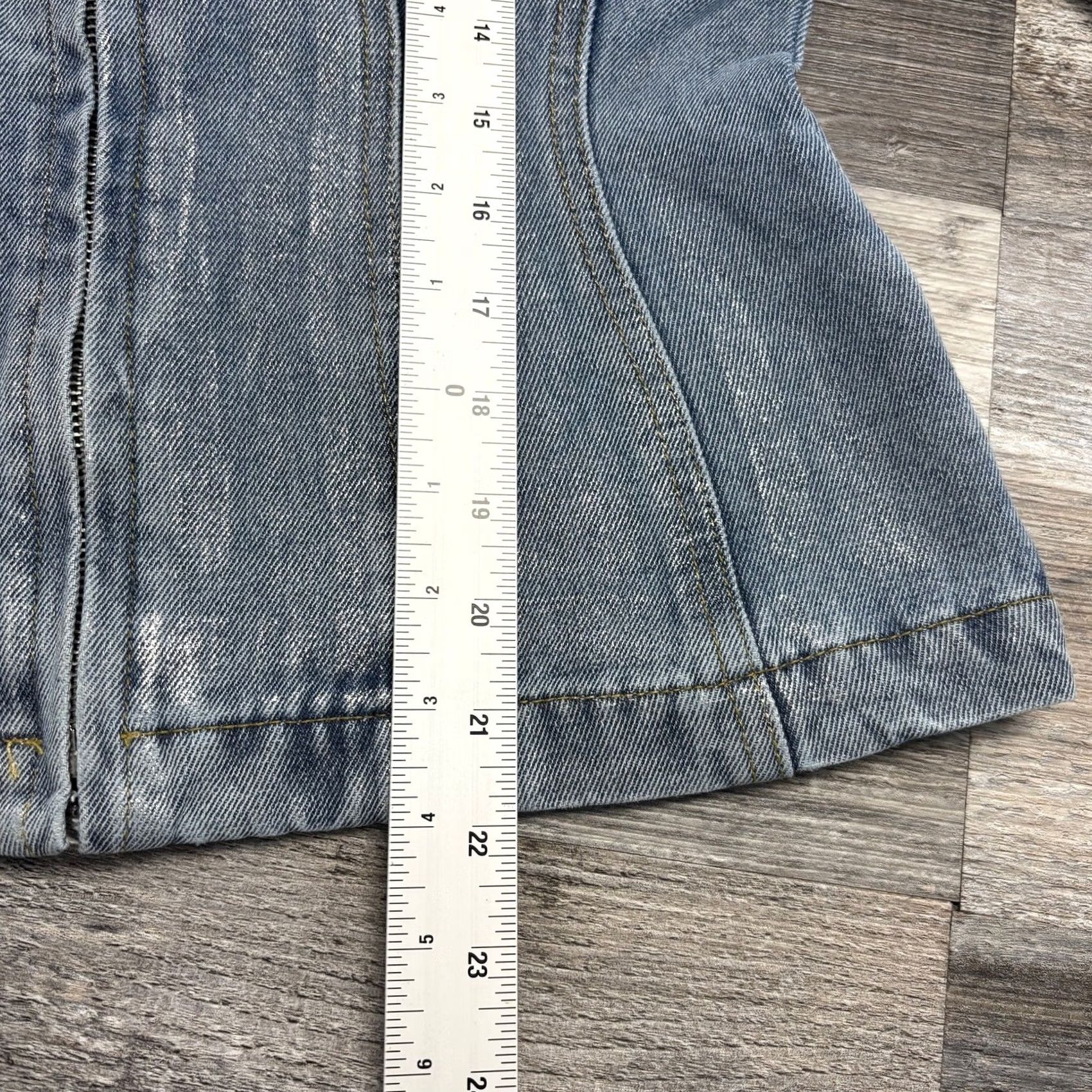 Vintage Blank NYC Blue Silver Metallic S Zipper Cuffs Glam Streetwear Moto Jean Jacket Women Jacket S Size 28" / US 6 / IT 42 - 6 Thumbnail