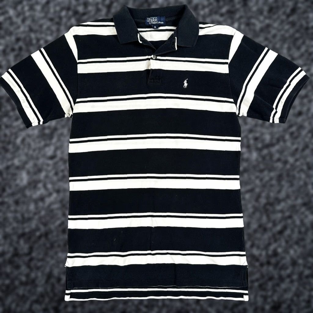 Polo Ralph Lauren Polo by Ralph Lauren Polo Shirt Mens XL Blue White Stripe Short Sleeve Casual Size US XL / EU 56 / 4 - 1 Thumbnail