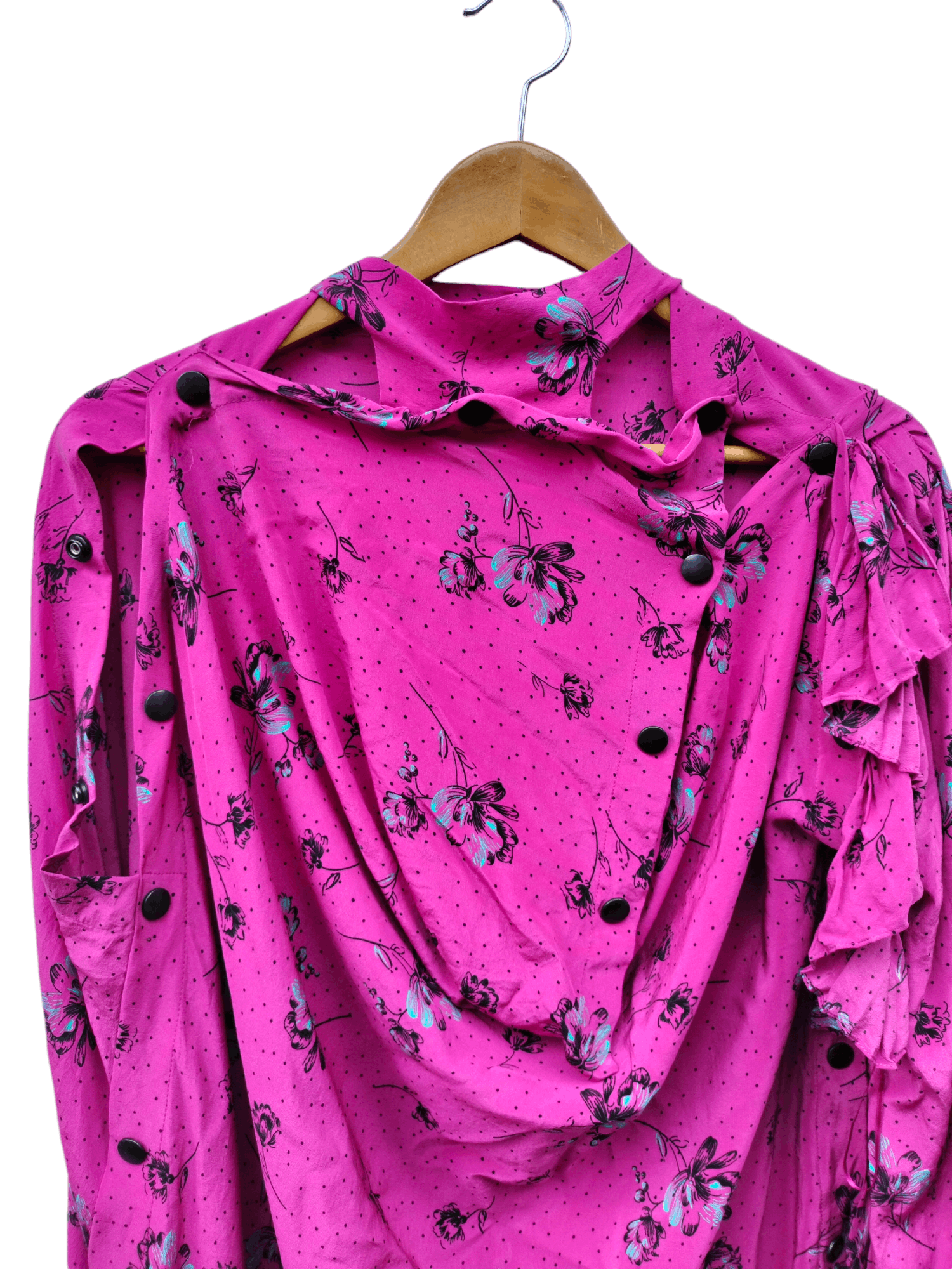 Balenciaga authentic BALENCIAGA floral silk blouses open sleeve Size XXS / US 00 / IT 34 - 5 Thumbnail