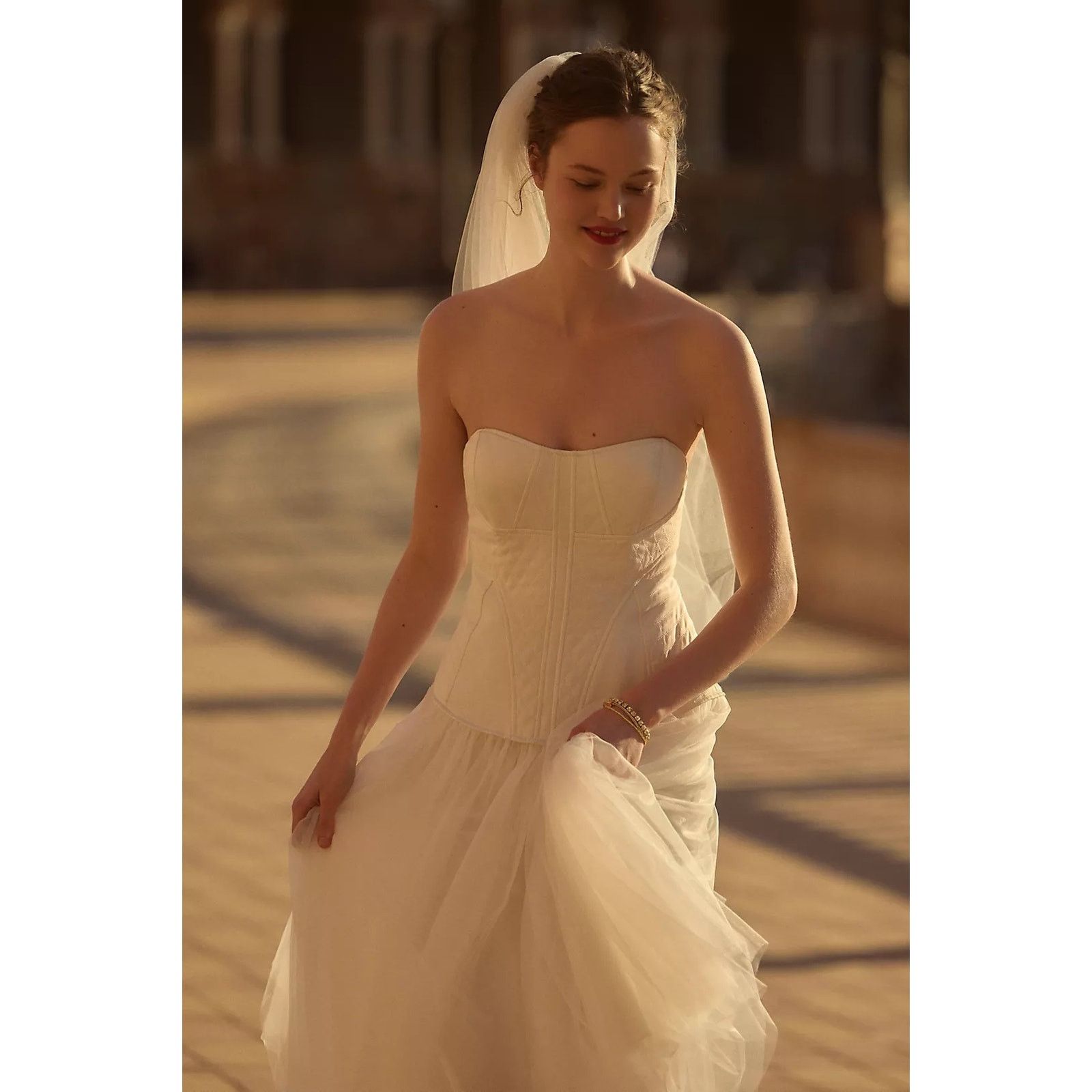 Anthropologie NWT BHLDN Strapless A-Line Satin Tulle-Skirt Midi Dress $348 Size XL / US 12-14 / IT 48-50 - 5 Thumbnail