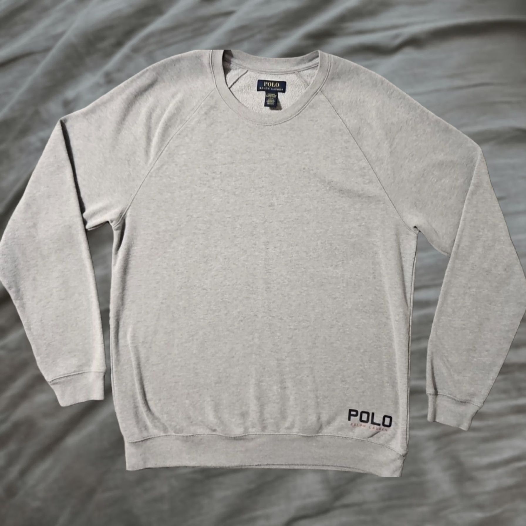 Ralph Lauren Polo Ralph Lauren Mens Large Gray Thermal Pullover Logo - Long Sleeve - 22.5" x 28" - 20.5" Crew Neck Sweater Size US L / EU 52-54 / 3 - 1 Thumbnail