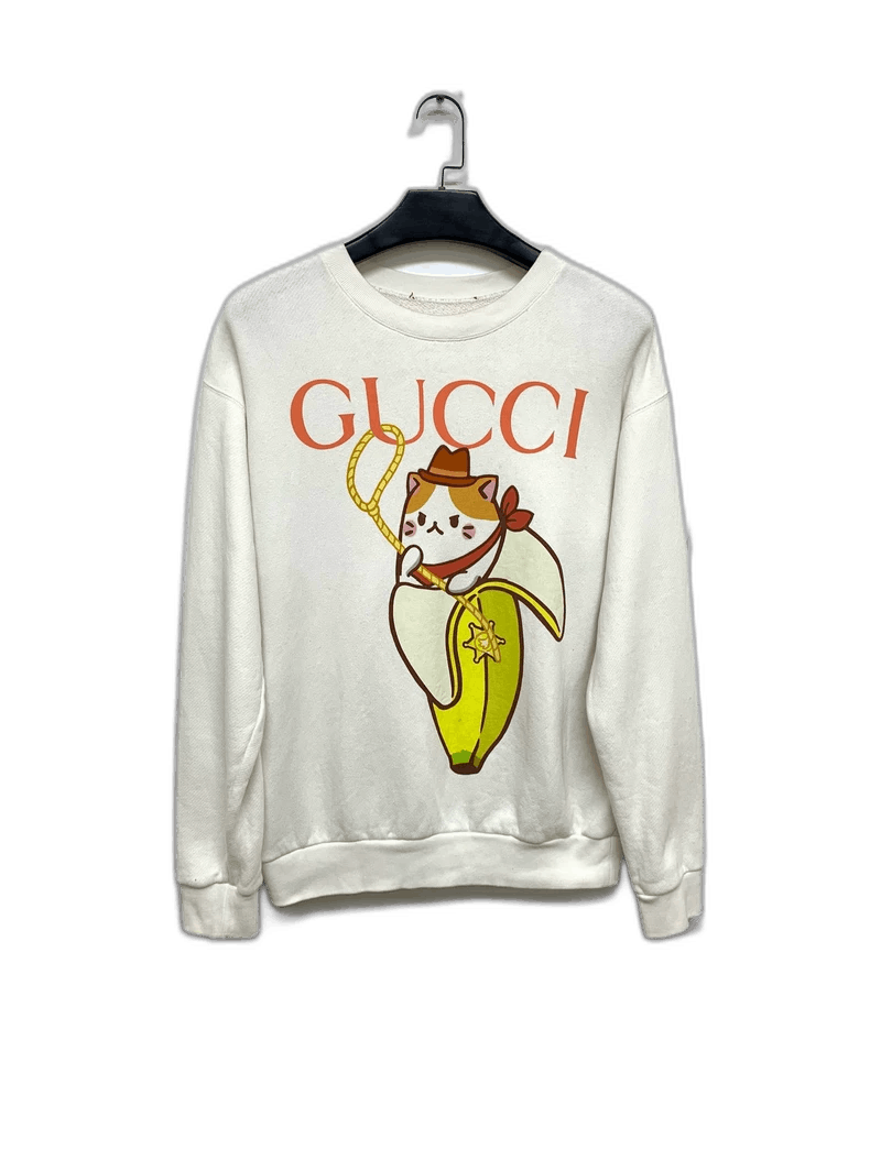 Gucci Gucci Cat Sweatshirt with Banana Graphic-2506 Size S / US 4 / IT 40 - 1 Thumbnail
