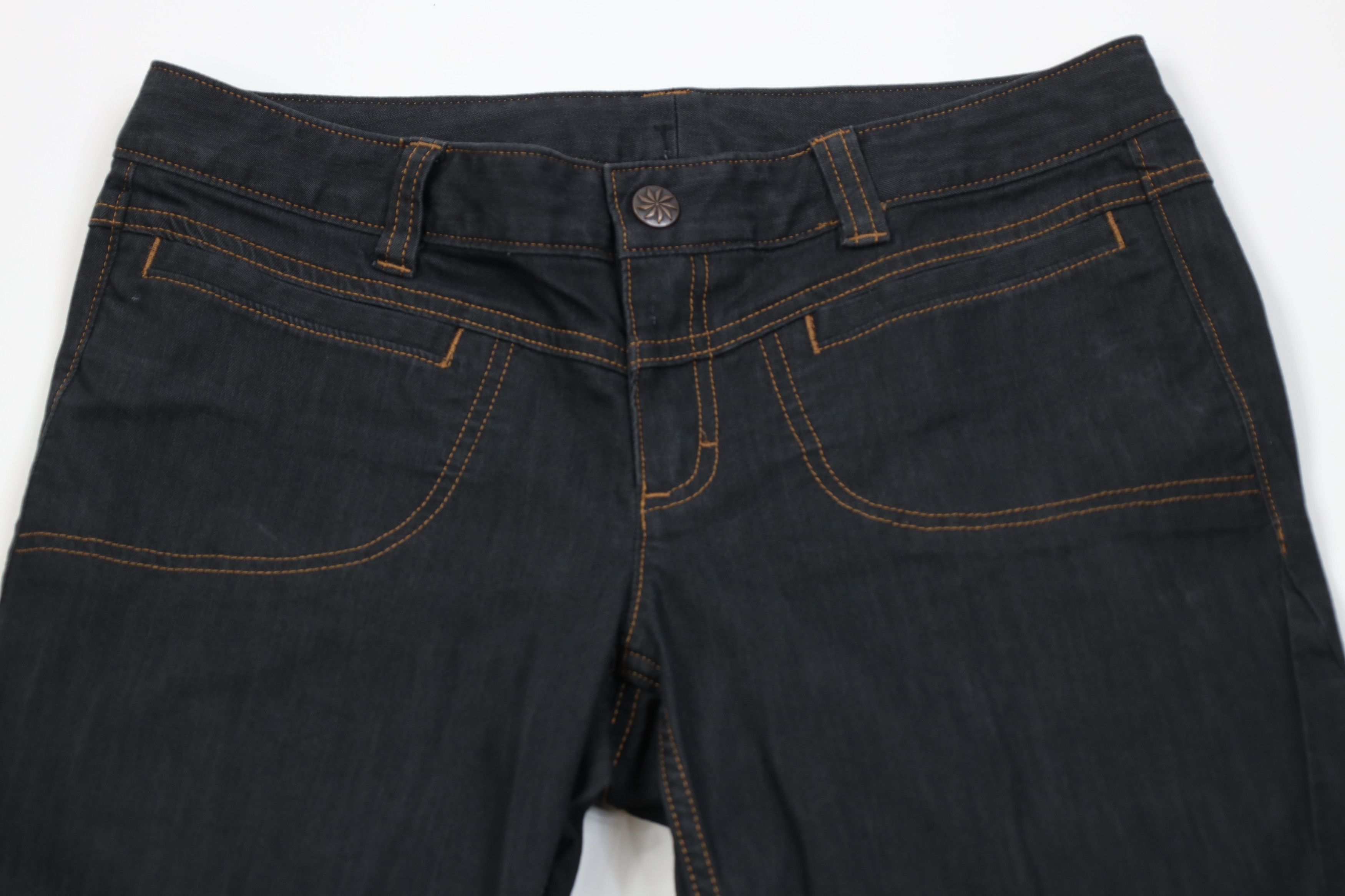 Athleta Faded Flared Wide Leg Denim Cargo Jeans Pants Indigo