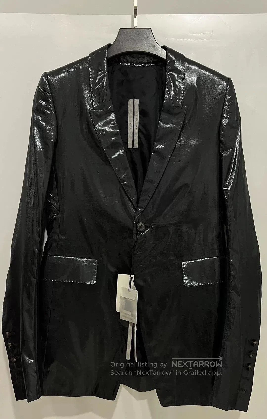 Rick Owens RICK OWENS Shiny Black Suit Jacket. Size US XXS / EU 40 - 2 Thumbnail