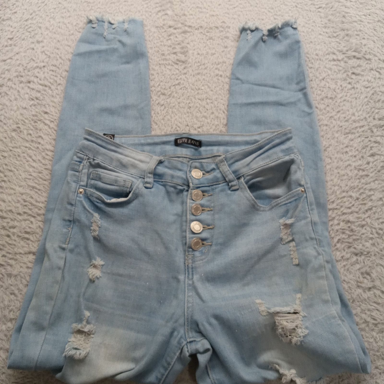 & Other Stories Elite Jeans 28 X 27 Women's Destressed High Rise Light Wash Size 28" / US 6 / IT 42 - 4 Thumbnail
