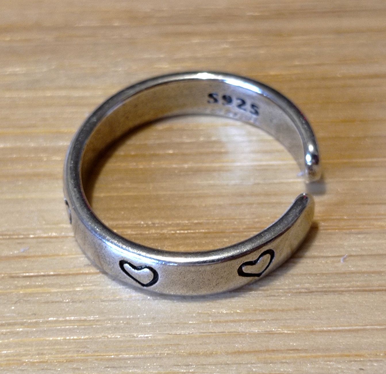 Designer × Vintage Punk Rock Heart Engraved Silver Ring Jewelry Chrome Romance Size ONE SIZE - 3 Thumbnail