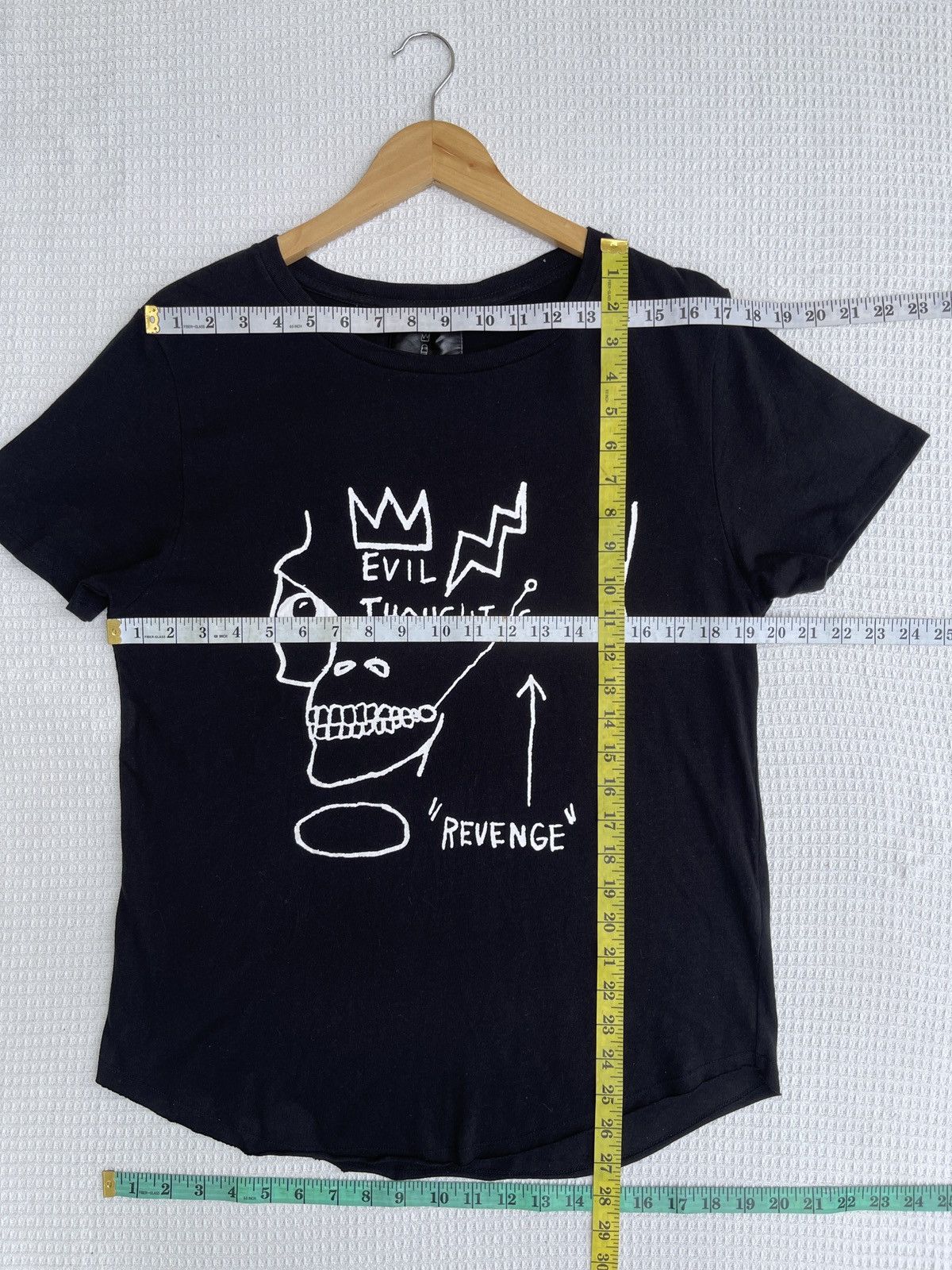 Jean-Michel Basquiat Last Drop🔥Vtg Jean Michel Basquiat Evil Thought Revenge Tee Size M / US 6-8 / IT 42-44 - 9 Thumbnail
