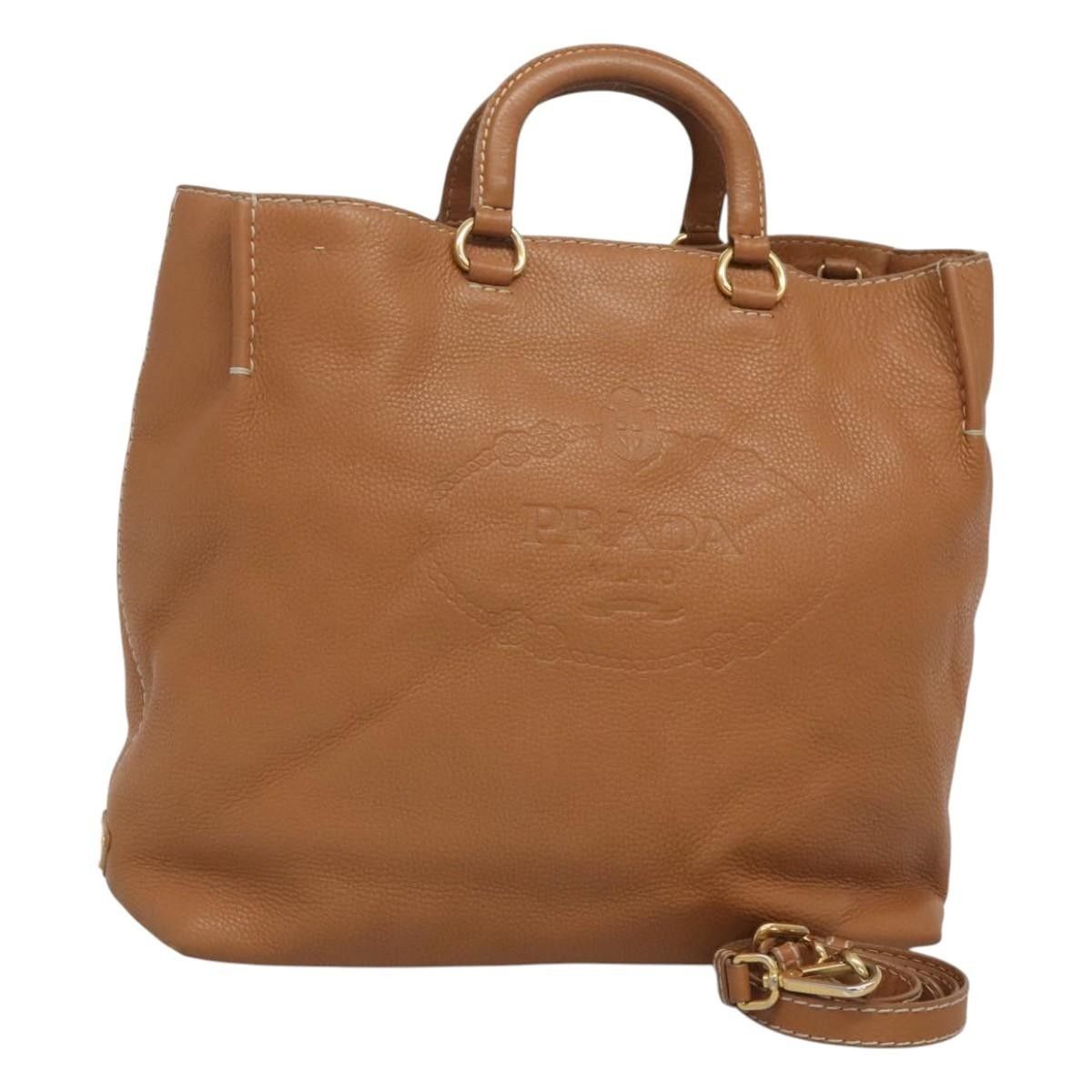 Prada Prada Embossed Logo Convertible Open Tote Vitello Daino Size ONE SIZE - 1 Thumbnail
