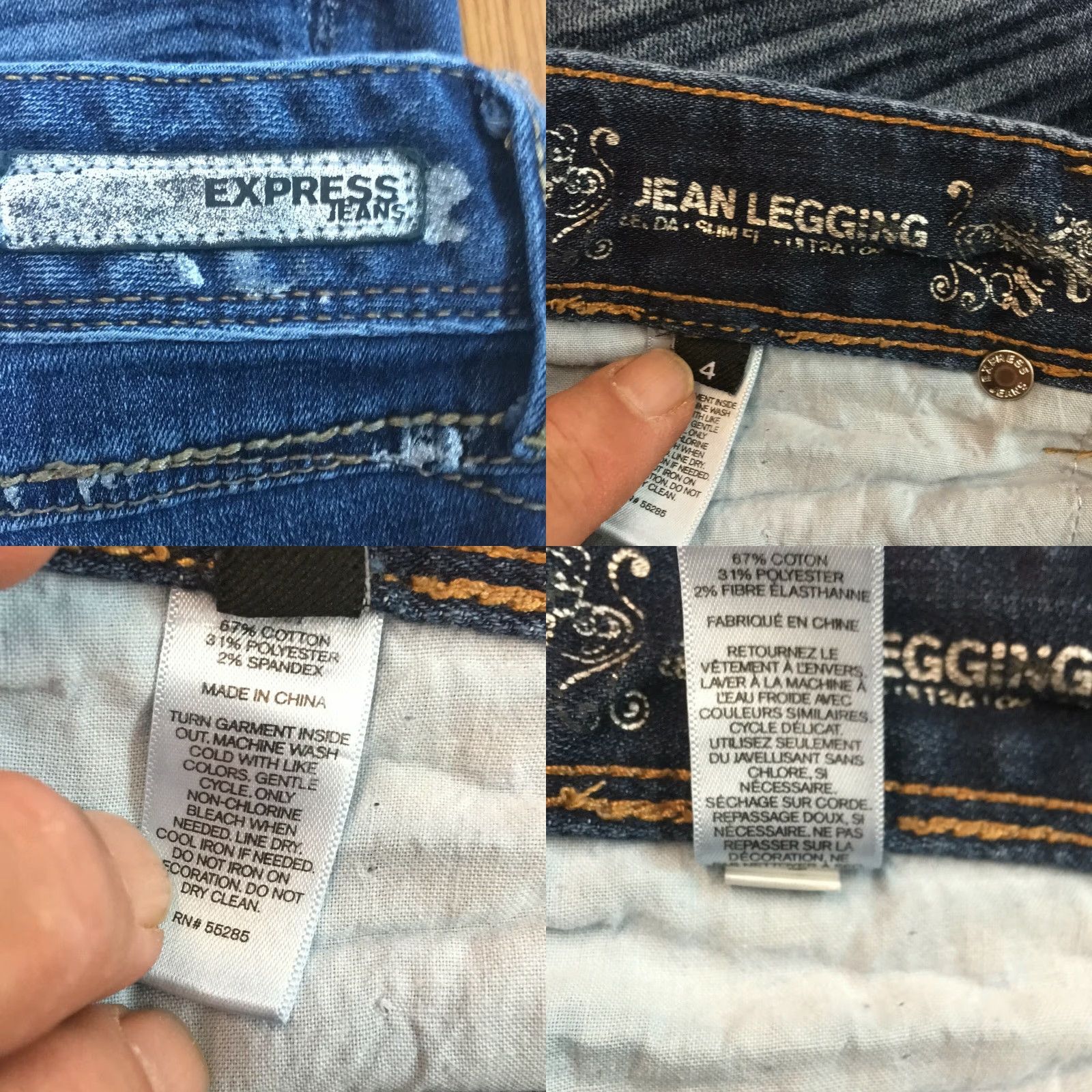 Express VINTAGE Express Womens Casual Regular Flat Front Distressed Blue Leggings Jeans Size 4 Size 27" / US 4 / IT 40 - 8 Thumbnail