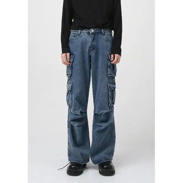 VIBE utility pleated faded baggy cargo jeans Size US 30 / EU 46 - 6 Thumbnail