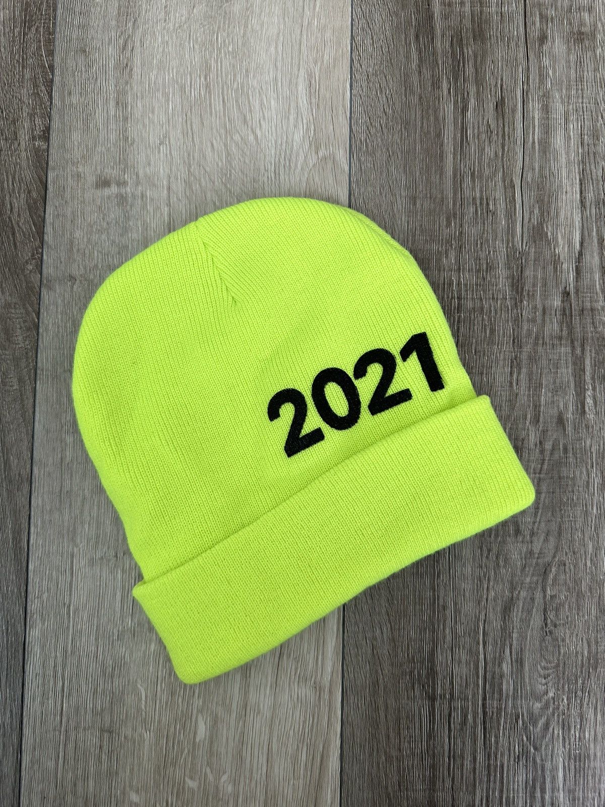 Asspizza Asspizza Neon Green Pumpkin 2021 Rib Knit Beanie 730 Size ONE SIZE - 3 Thumbnail