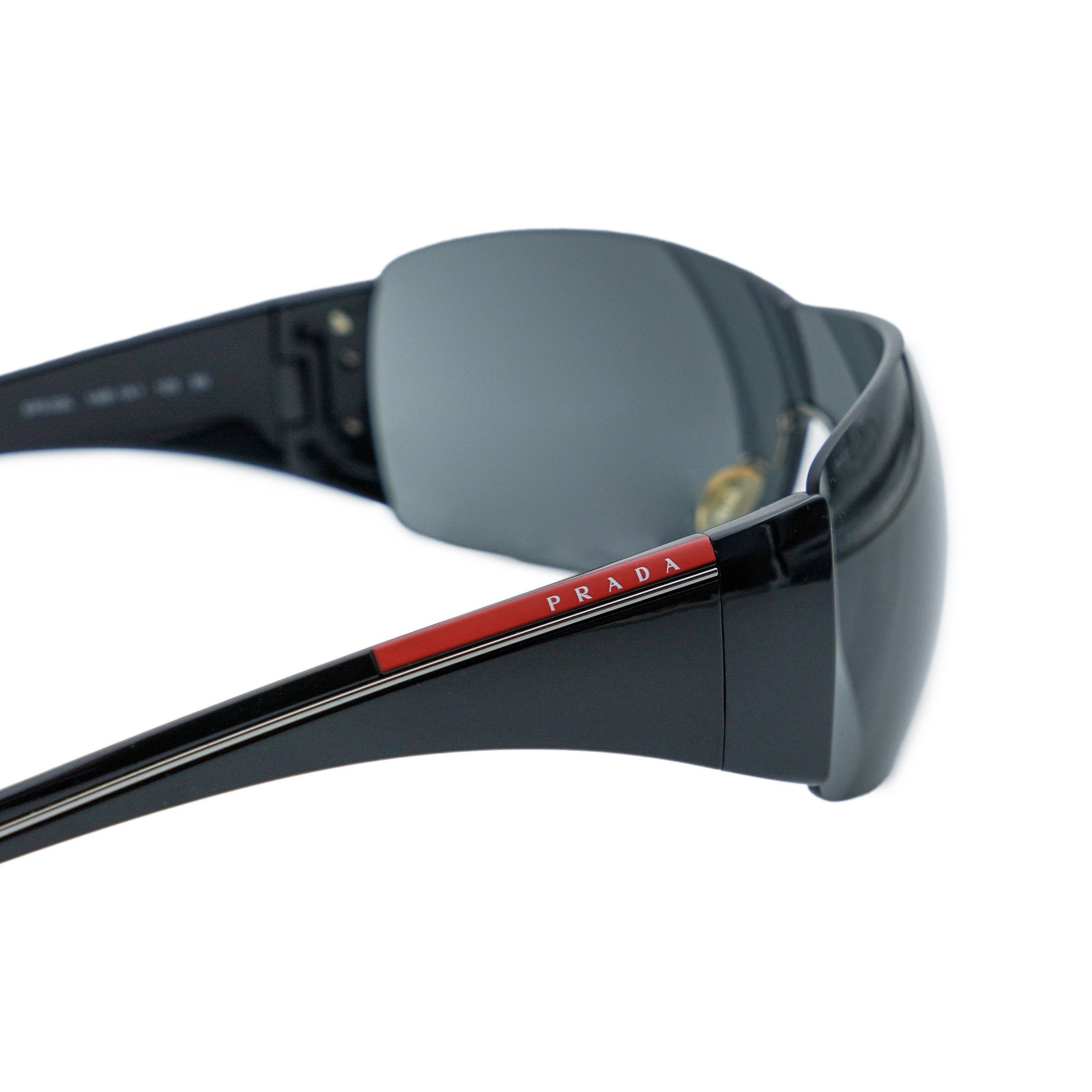 Prada Linea Rossa SPS 02L Black Shield Mask Logo Sunglasses