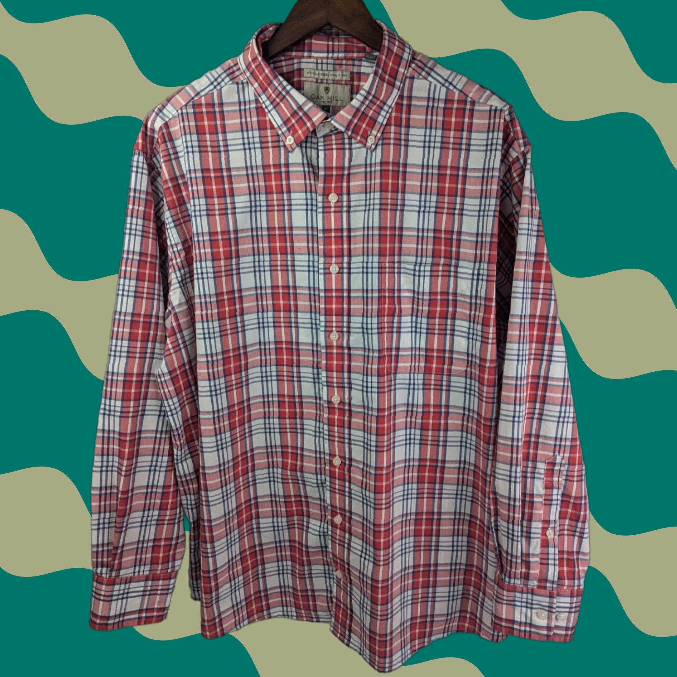 Vintage Oak Hill Button Up Shirt Red Plaid Short Sleeve 1XL Mens Cotton Classic Stretch DXl Big & Tall Button-Up Shirt Size US XL / EU 56 / 4 - 1 Thumbnail
