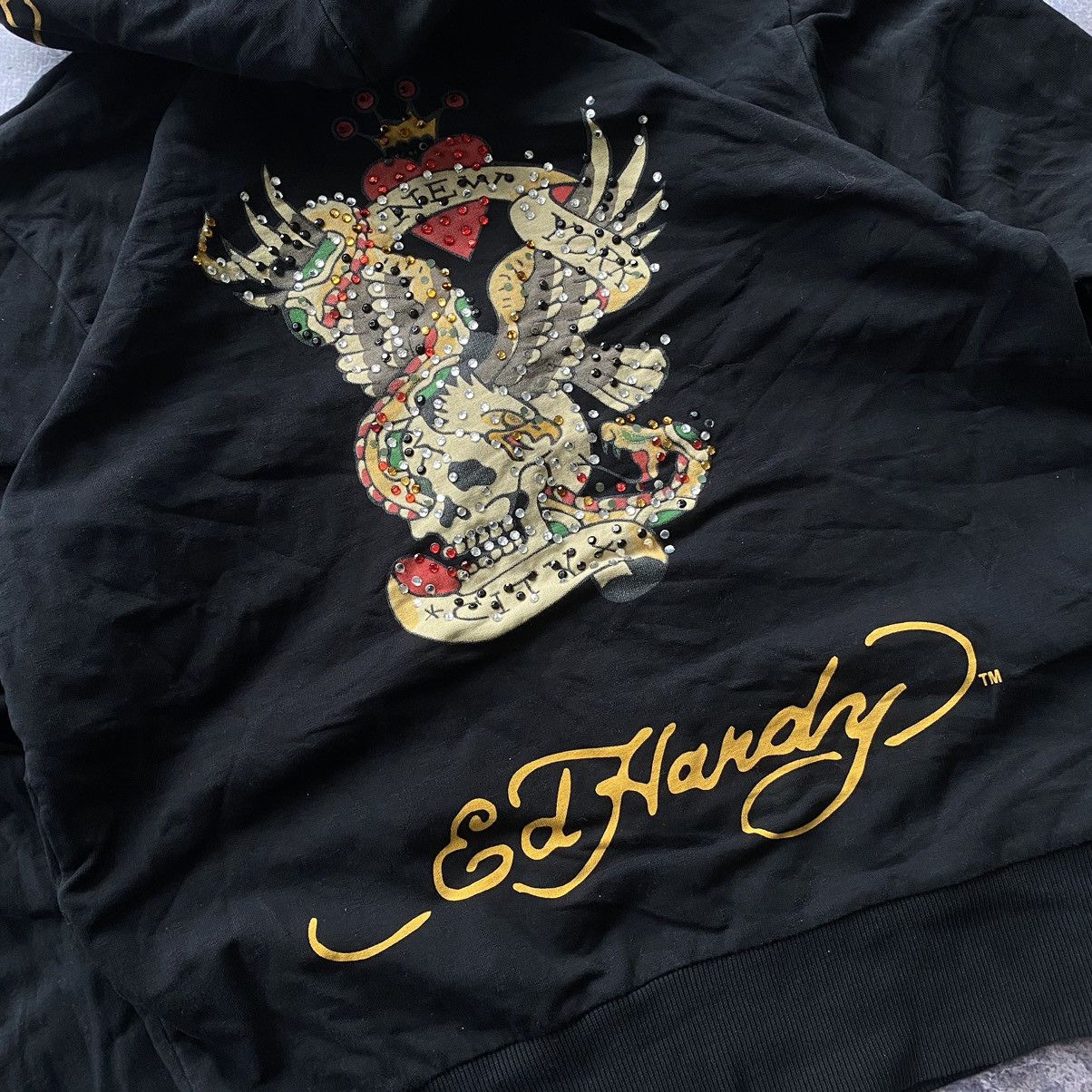 Christian Audigier × Ed Hardy Vintage Ed Hardy Zip Hoodie Christian Audigier 90s Size S / US 4 / IT 40 - 3 Thumbnail