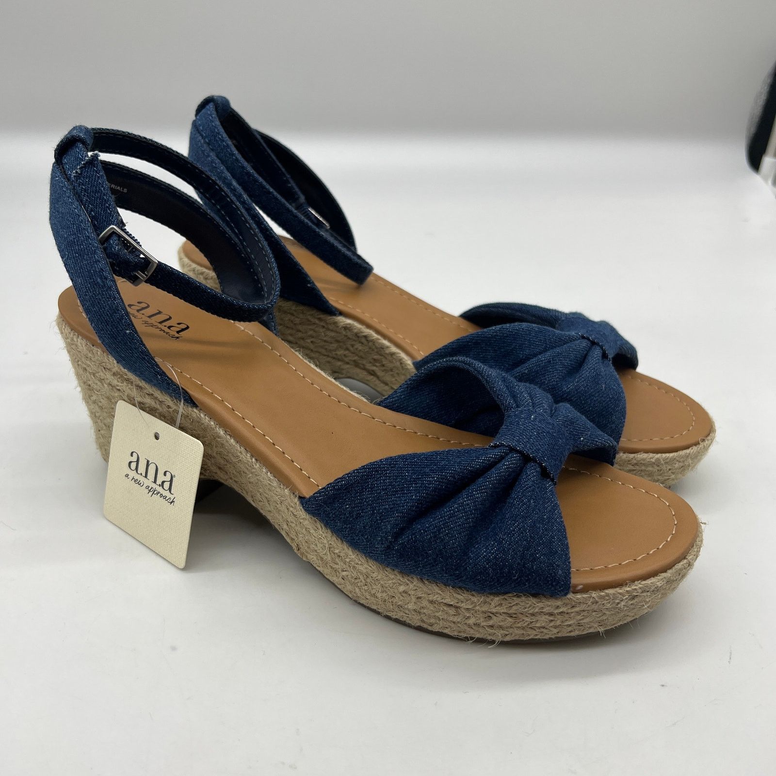 Other a.n.a Womens Dukes Heeled Sandals Denim Blue Size 9.5 Size US 9.5 / IT 39.5 - 1 Thumbnail