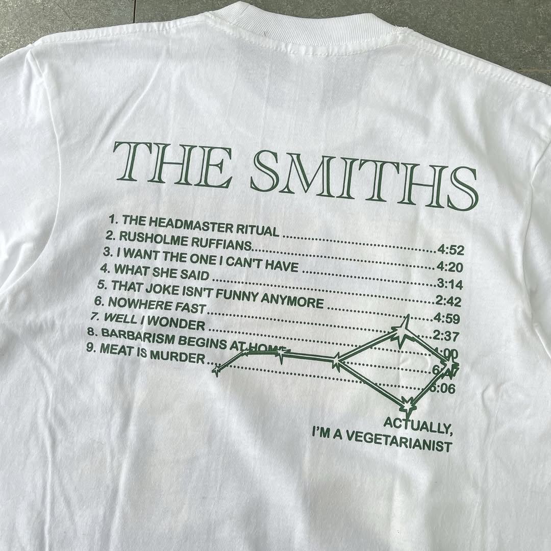 Band Tees THE SMITHS - TRACKLIST WHITE band Tshirt tee Size US L / EU 52-54 / 3 - 4 Thumbnail