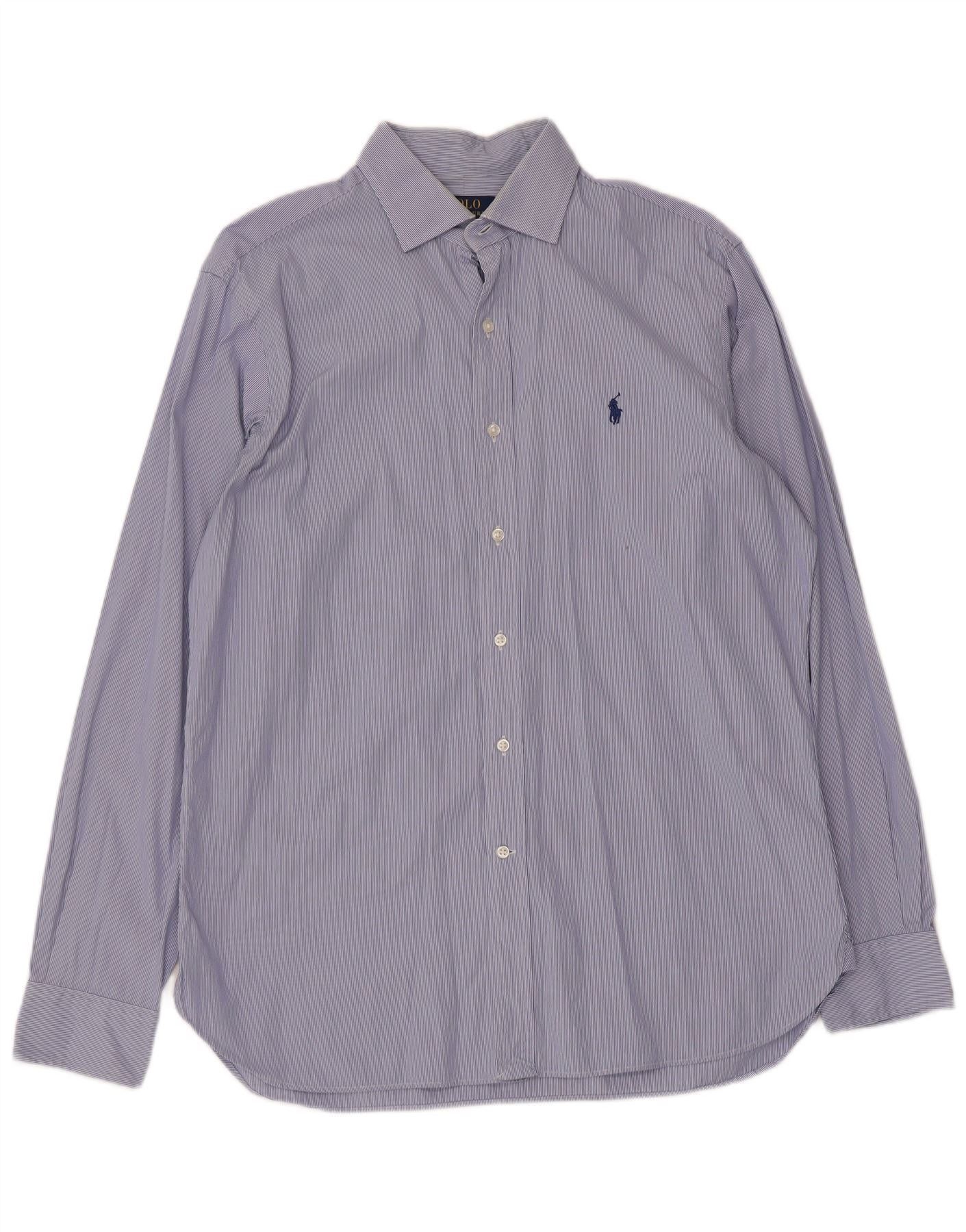 Polo Ralph Lauren Mens Shirt 40/41 16 Large Blue Pinstripe Cotton Size US L / EU 52-54 / 3 - 1 Thumbnail