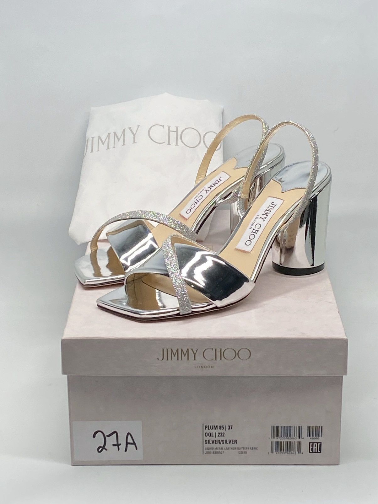 Jimmy Choo Jimmy Choo Plum Metallic Glitter Slingback Sandals size 37 Size US 7 / IT 37 - 9 Thumbnail