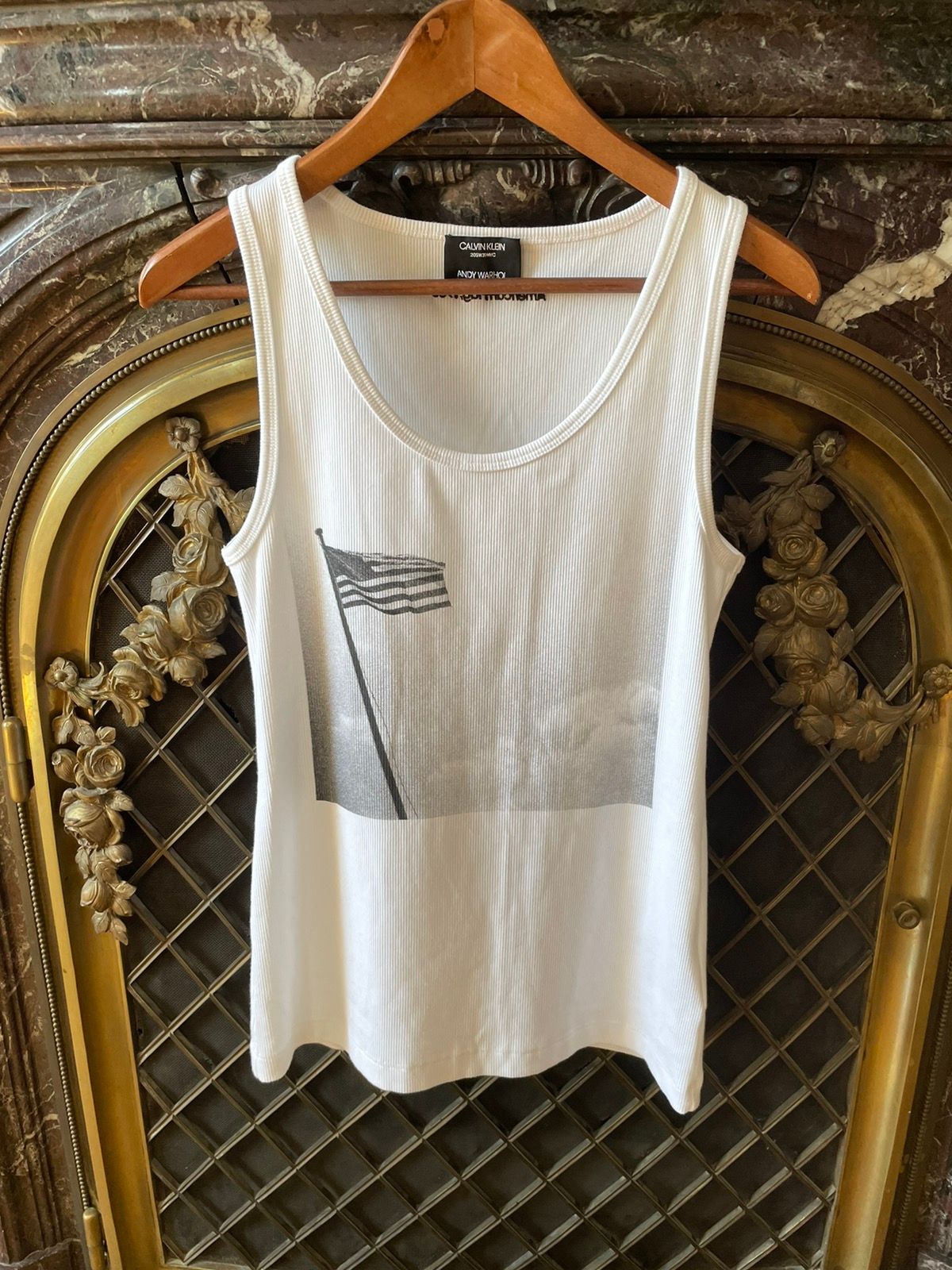 Pre-owned Calvin Klein 205w39nyc X Raf Simons Ss18 American Flag Tank In White