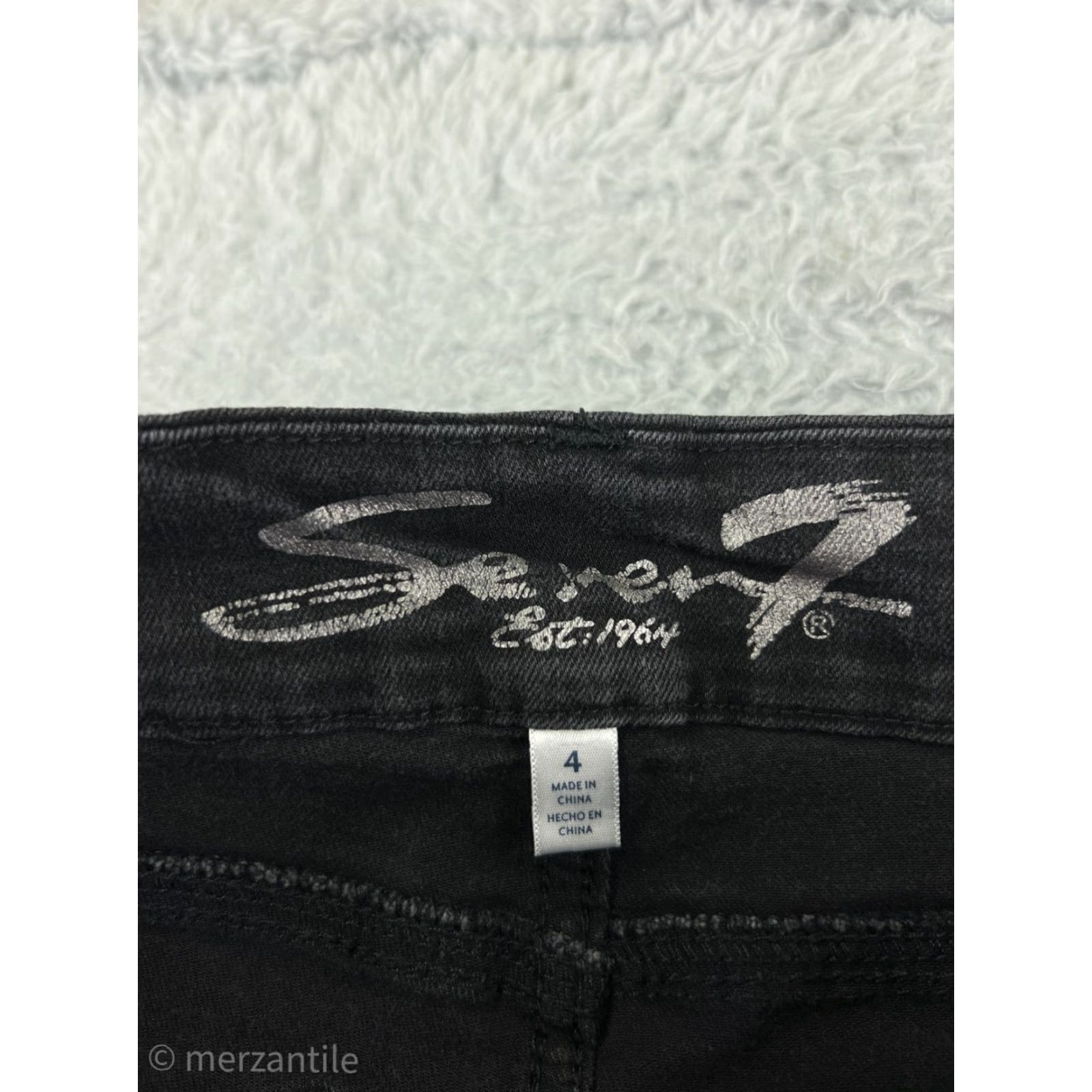 Vintage Seven7 Jeans Women's Black Denim Skinny 4 Cotton Blend Embellished Pockets Stretch Crop Size 27" / US 4 / IT 40 - 4 Thumbnail