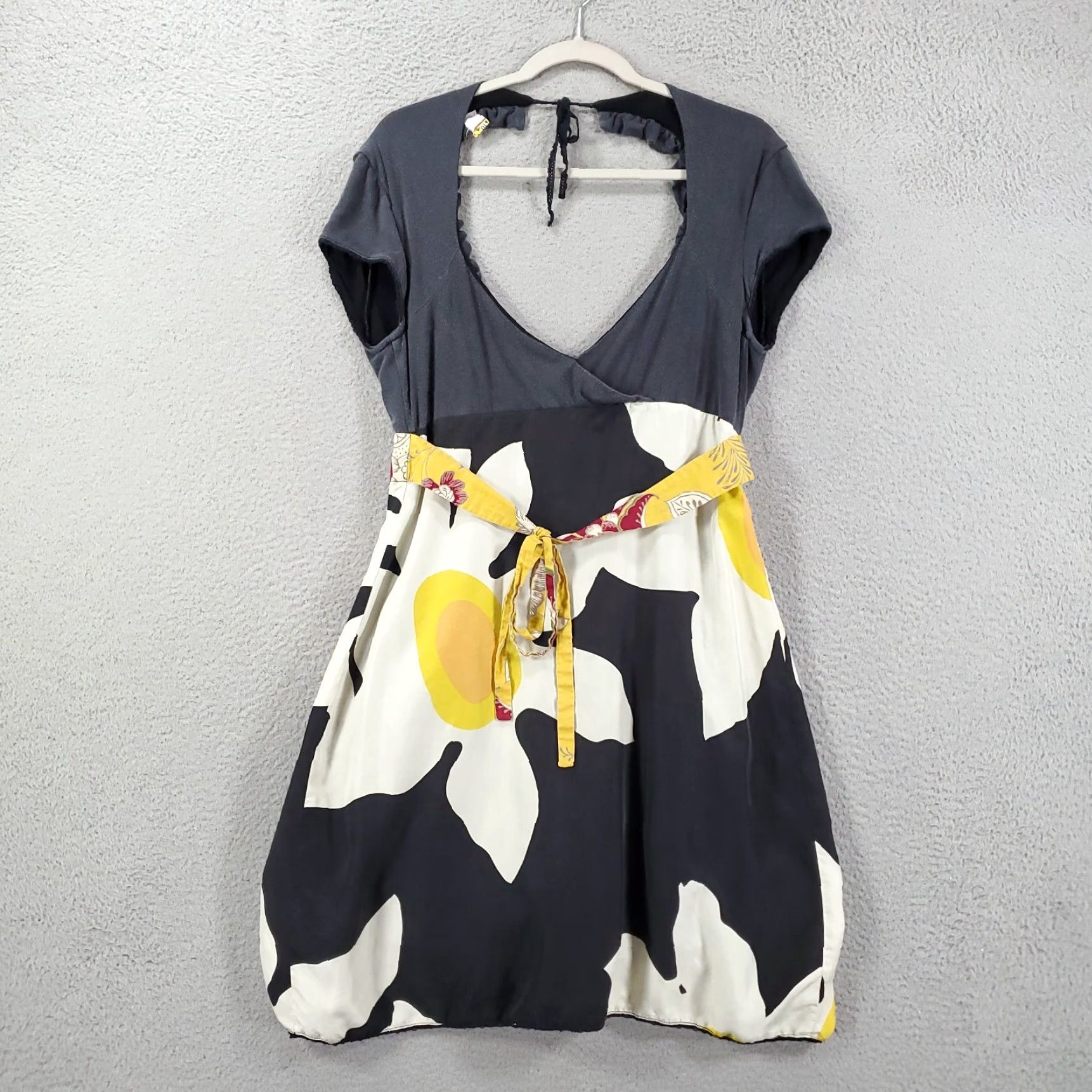 Free People Free People Dress Womens 10 Blue Floral Ruffle Sweetheart Mini Casual Bohemian Size L / US 10 / IT 46 - 3 Thumbnail