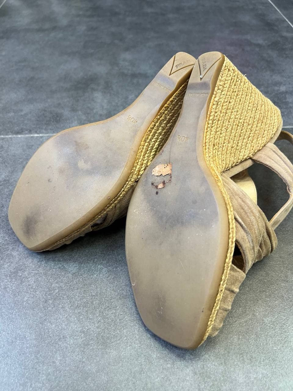 Prada Prada Womens Wedge Sandals Brown Shoes Canvas Platform Size US 10.5 / IT 40.5 - 8 Thumbnail