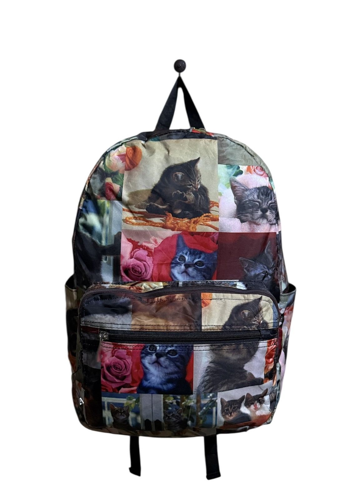 Japanese Brand Bagpack Featuring a Collage Print Of Cat Photos pink Roses Size ONE SIZE - 1 Thumbnail