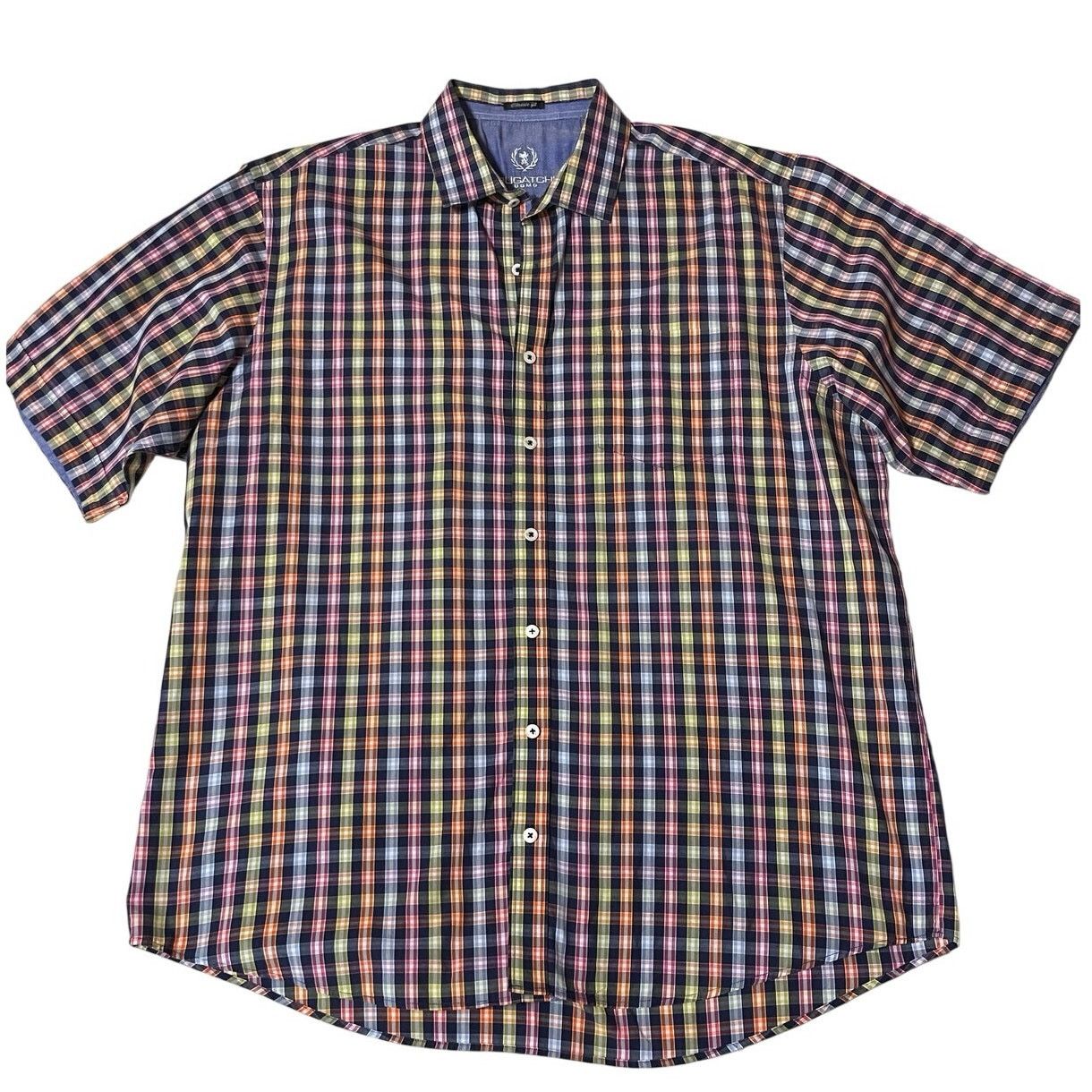 BUGATCHI Bugatchi Classic Fit Short Sleeve Multicolor Gingham Top XL Size US XL / EU 56 / 4 - 1 Thumbnail