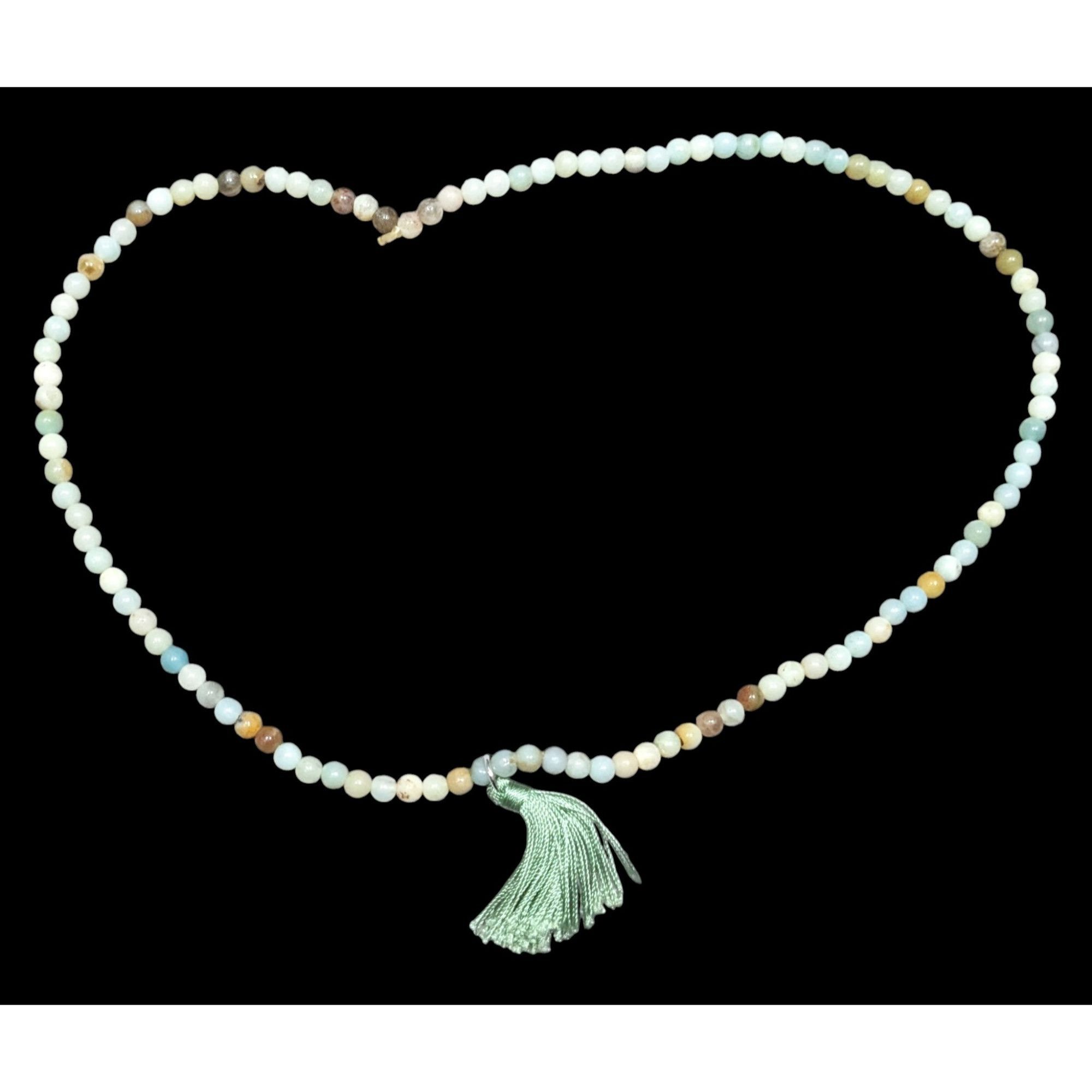 Other Earthy Amazonite Beaded Stretch Necklace With Thread Tassel Size ONE SIZE - 1 Thumbnail