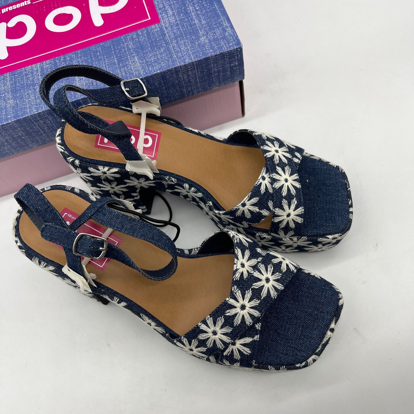 Other Pop Womens Grandiose Heeled Sandals Blue White Size 9M Size US 9 / IT 39 - 3 Thumbnail