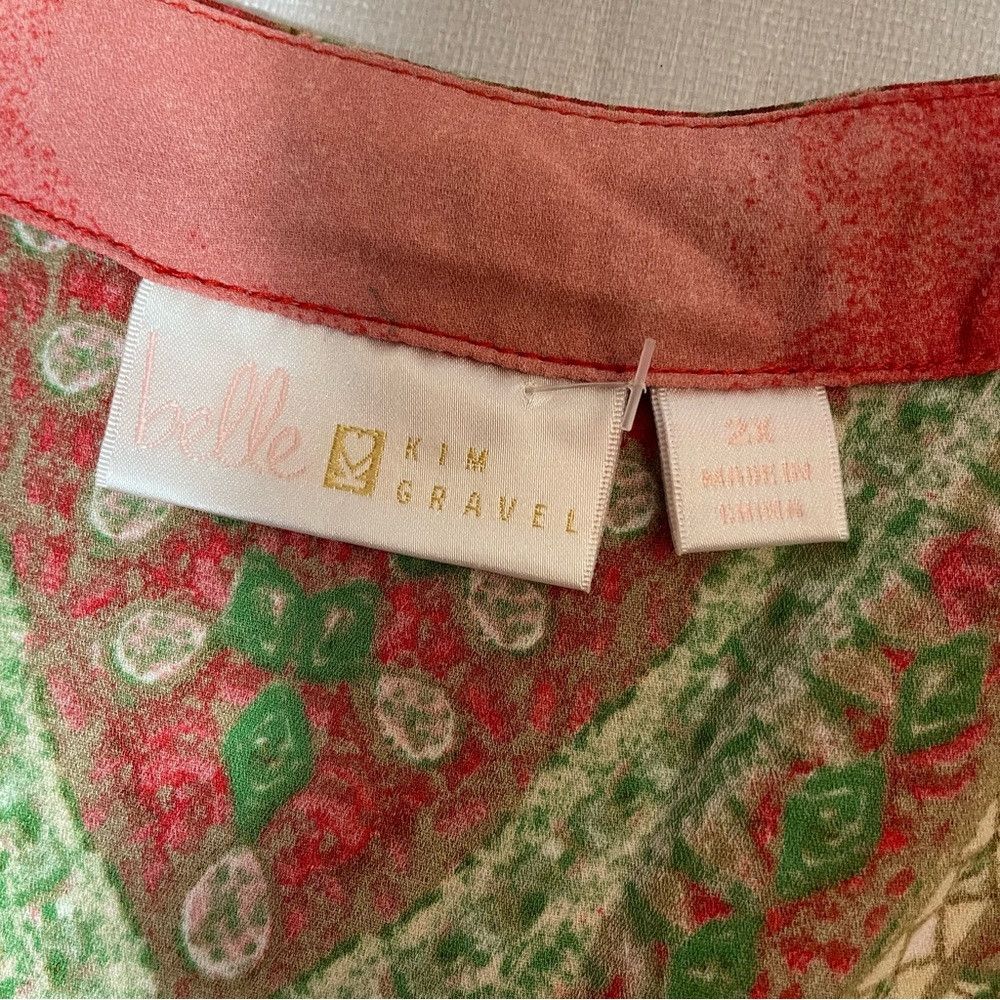 Other New Belle by Kim Gravel Printed V-Neck Lace-Up Red Poncho S Size XXL / US 16-18 / IT 52-54 - 6 Thumbnail
