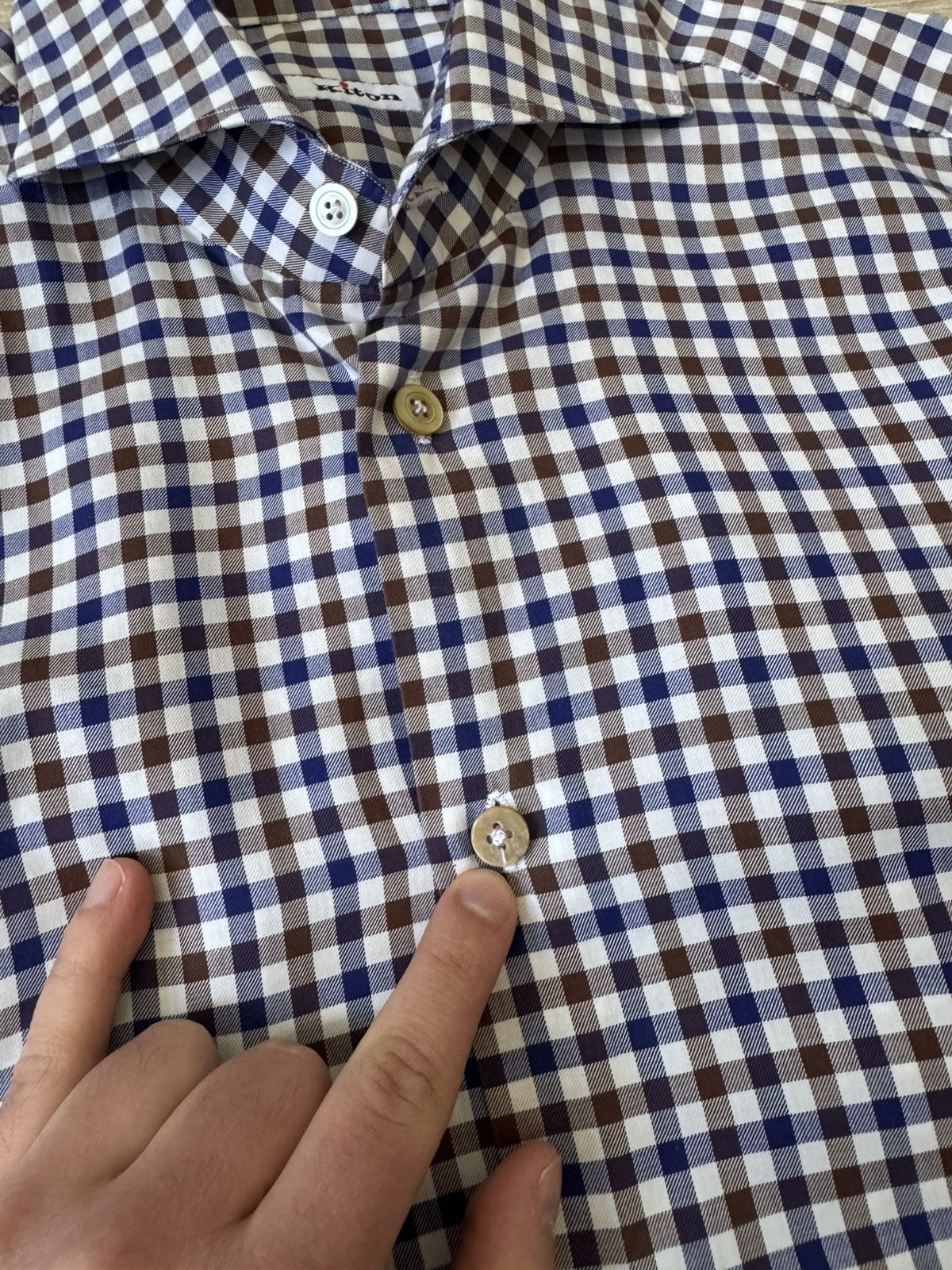Kiton Kiton Check Print Button Up Shirt Size US L / EU 52-54 / 3 - 4 Thumbnail