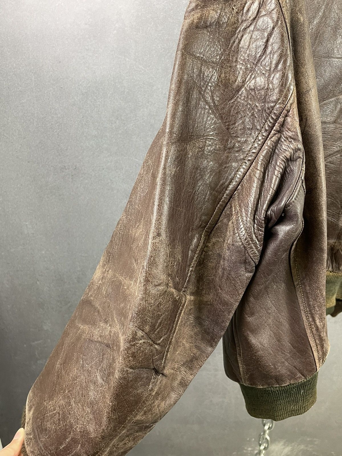 40s 50s Distressed Brown Leather Bomber Jacker