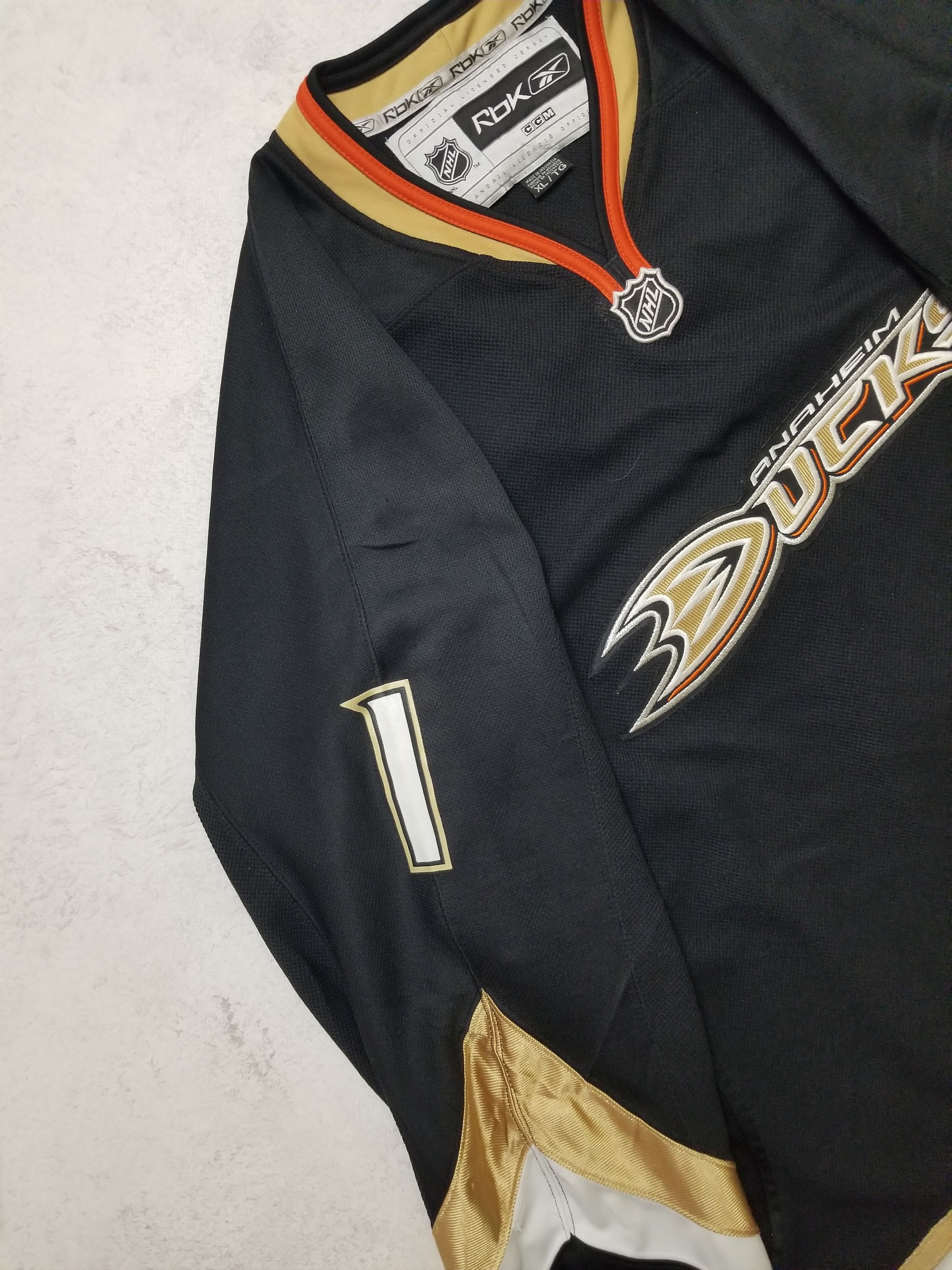 Reebok Anaheim Ducks #1 Jonas Hiller Signed Autographed Jersey Size US XL / EU 56 / 4 - 13 Thumbnail