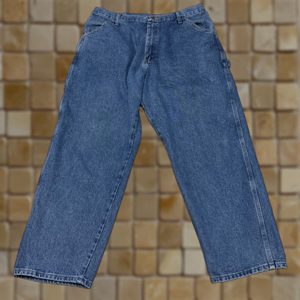 Denime Rustler Carpenter Jeans Mens Sz 38x30 Blue Denim Pockets 100% Cotton Denim Size US 38 / EU 54 - 1 Thumbnail