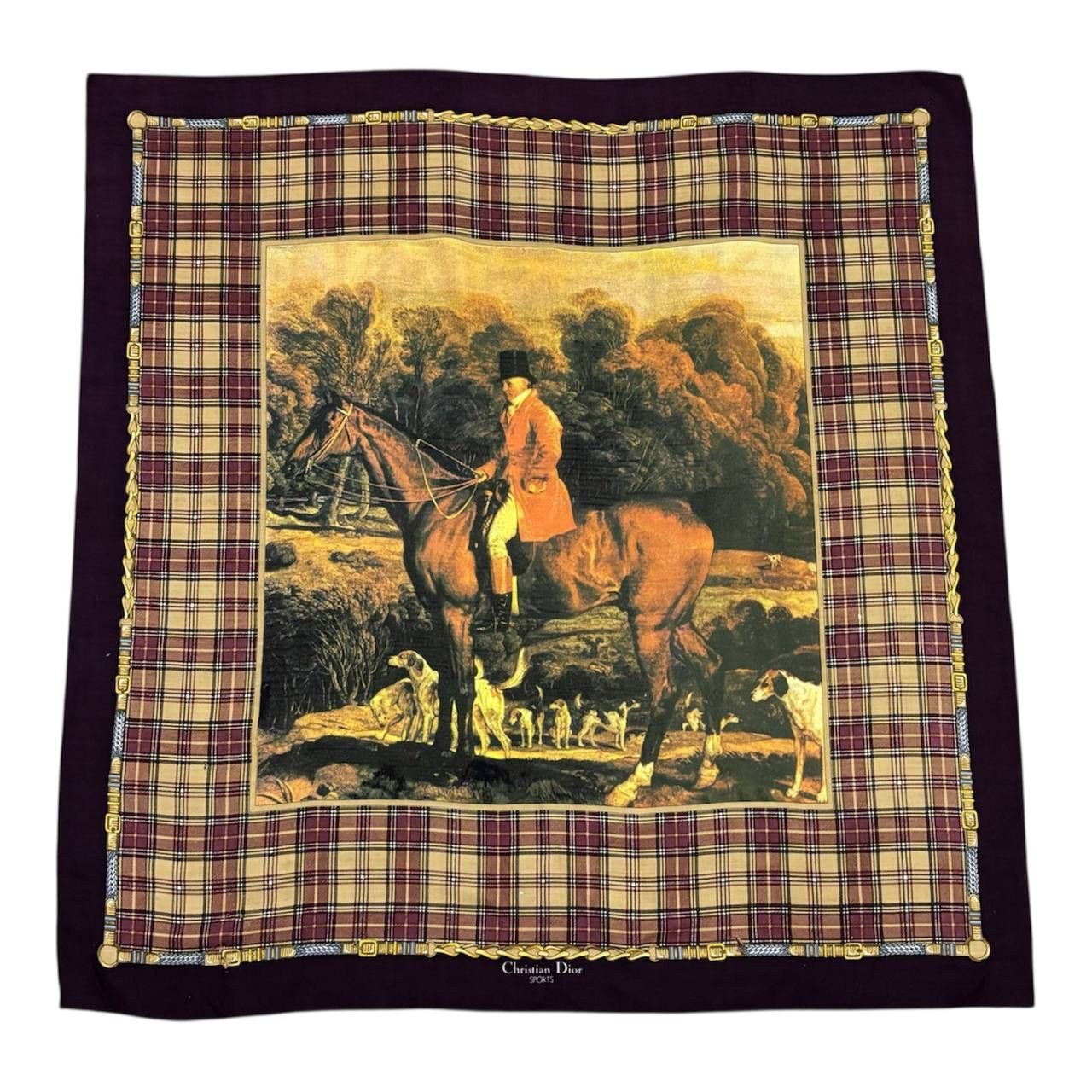 Christian Dior Monsieur Christian Dior Vintage Silk Scarf Babushka Fox Hunt Scene Size ONE SIZE - 1 Thumbnail
