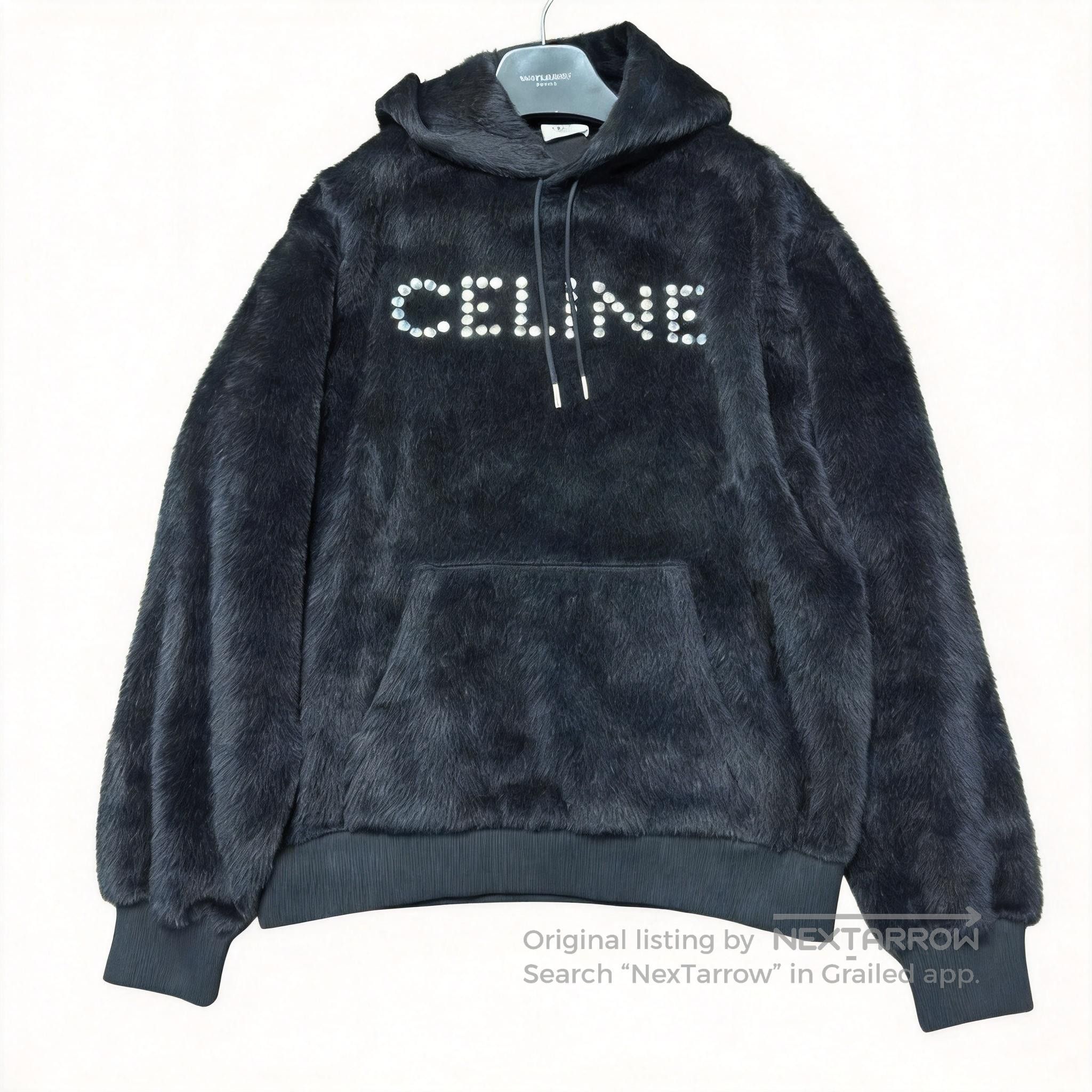 Celine × Hedi Slimane FW22 Alpaca Fur Celine Studded Logo Loose