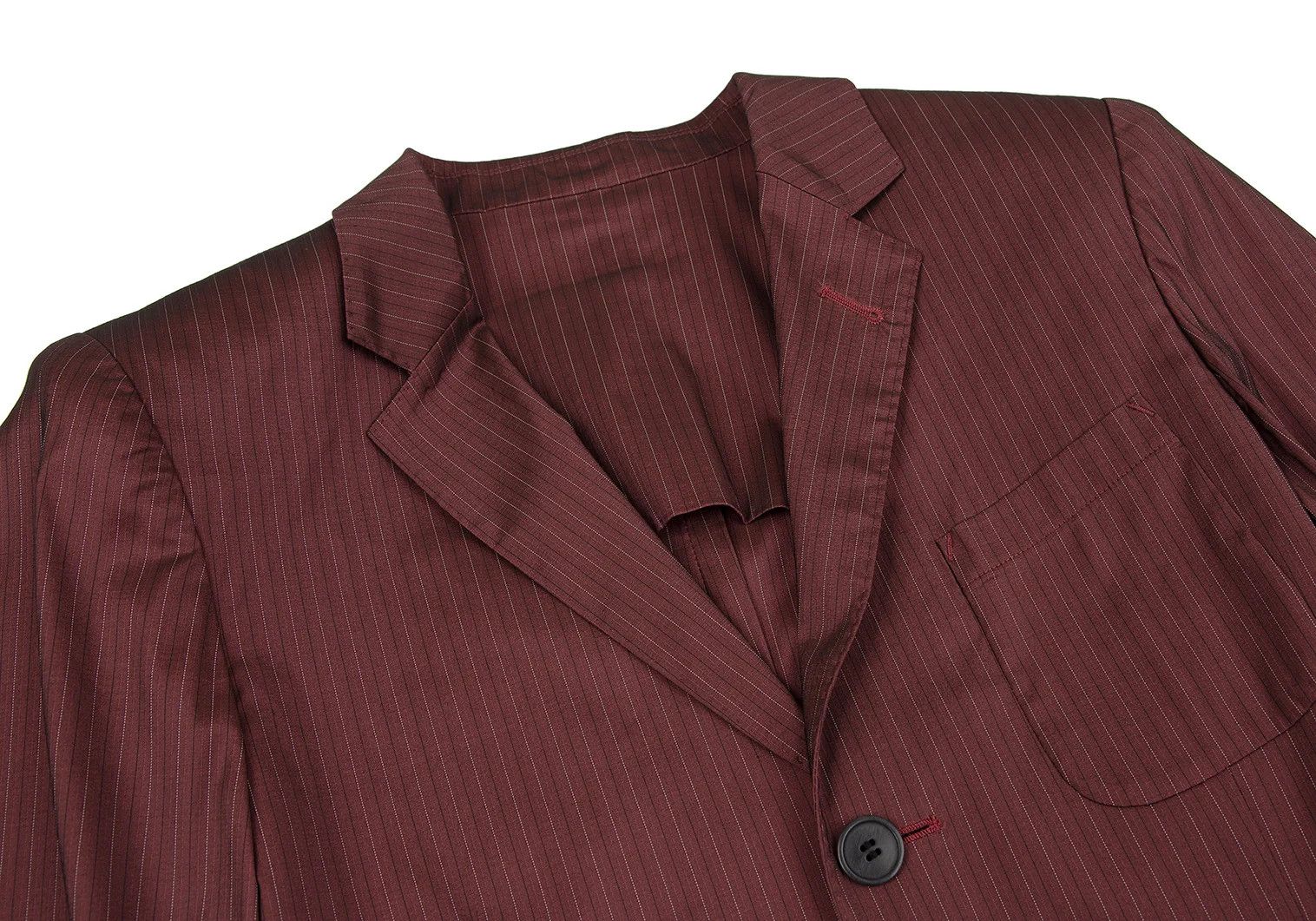 Jean Paul Gaultier Stretch Stripe Power Shoulder Jacket in Red Size 48 Size US M / EU 48-50 / 2 - 2 Thumbnail