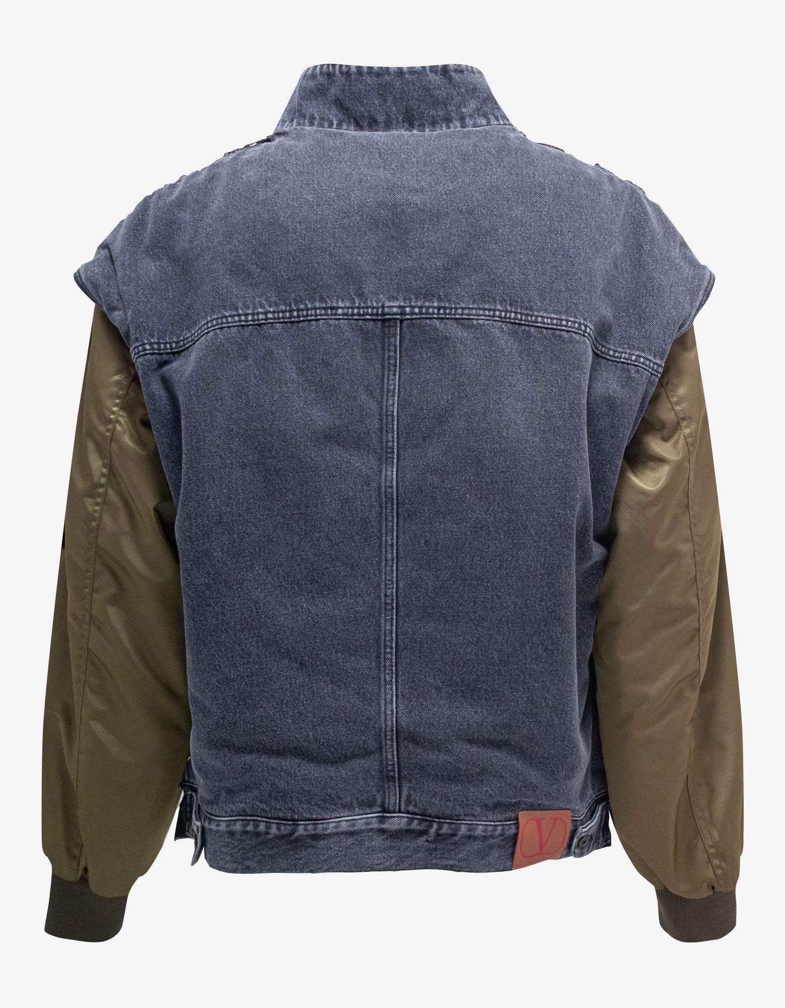Valentino Valentino Garavani Khaki Nylon & Denim Bomber Jacket SIZE 50 Size US L / EU 52-54 / 3 - 2 Thumbnail