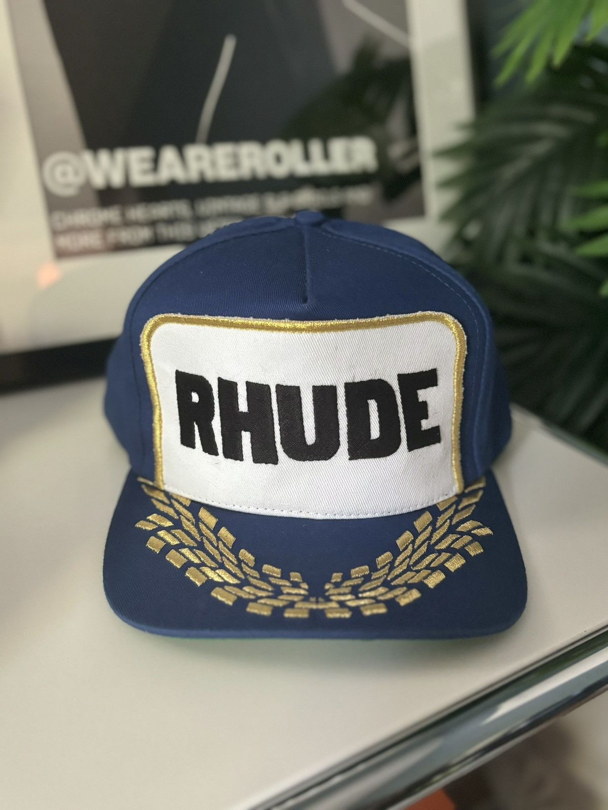 image of Rhude “ Racing F1 Podium” Hat in Blue, Men's