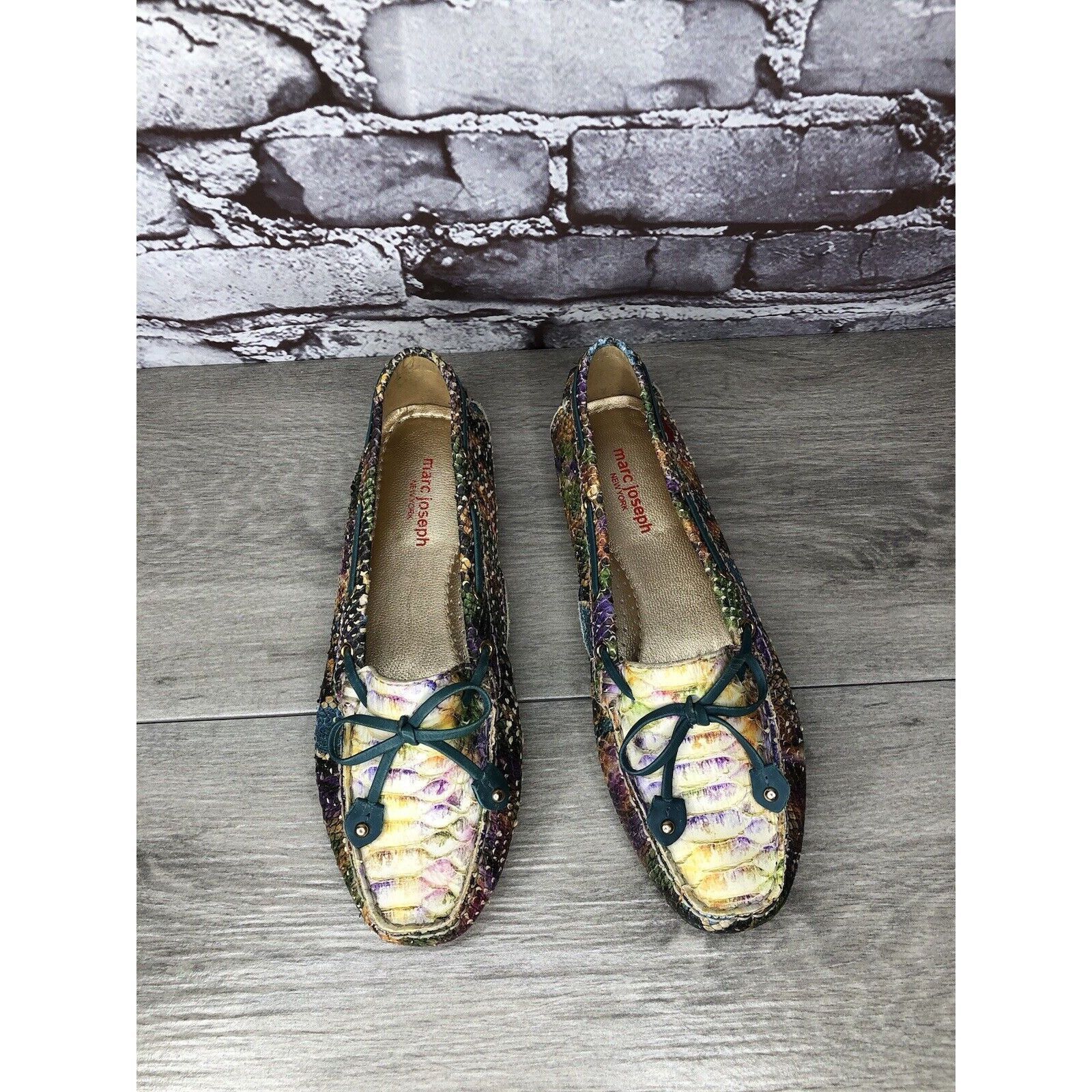 Joseph Marc Joseph New York Cypress Hill Yellow Snakeskin Moc Shoes Size US 6 / IT 36 - 10 Thumbnail