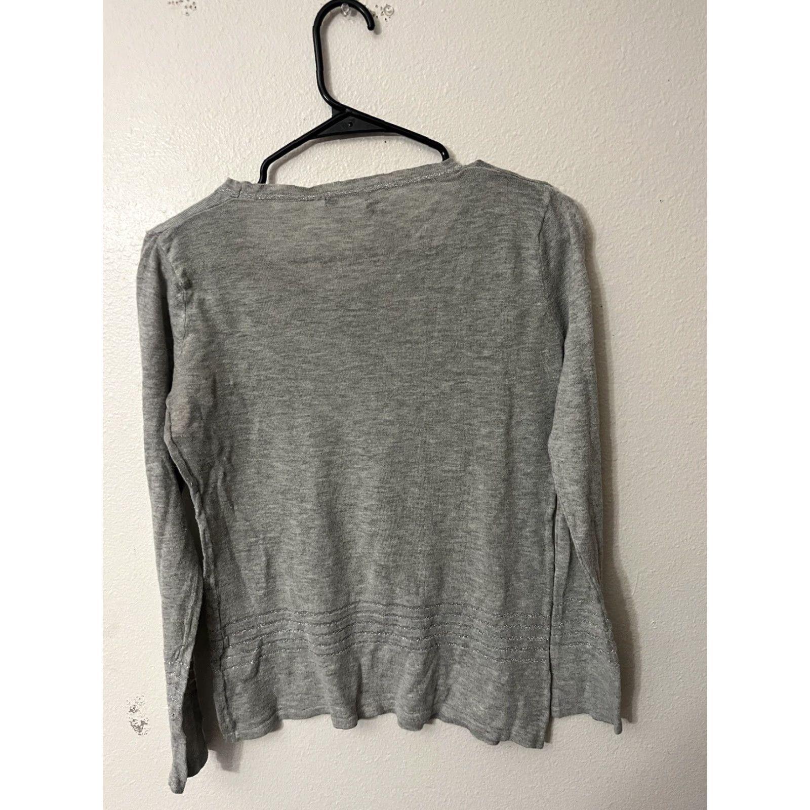 Apt. 9 Apt 9 Sweater Women's Medium Grey Knit Long Sleeve Crew Neck Cotton Acrylic Size M / US 6-8 / IT 42-44 - 3 Thumbnail