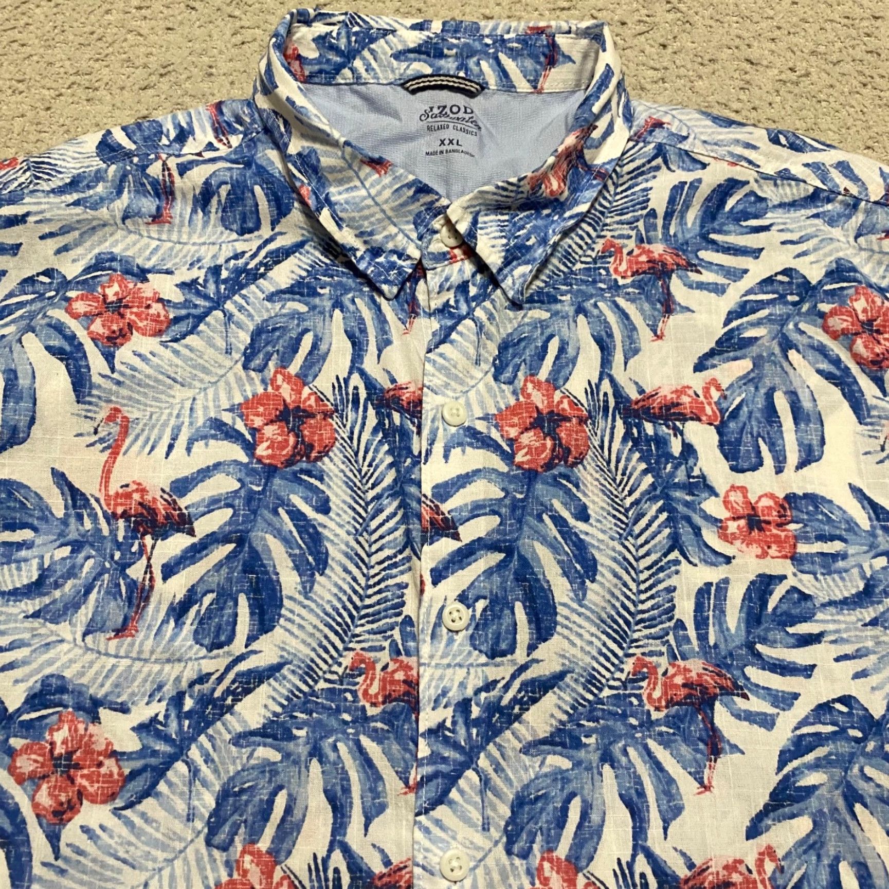 Izod IZOD Saltwater Shirt Mens 2XL Multicolor Floral Hawaiian Button Front Cotton Short Sleeve Shirt Size US XXL / EU 58 / 5 - 6 Thumbnail