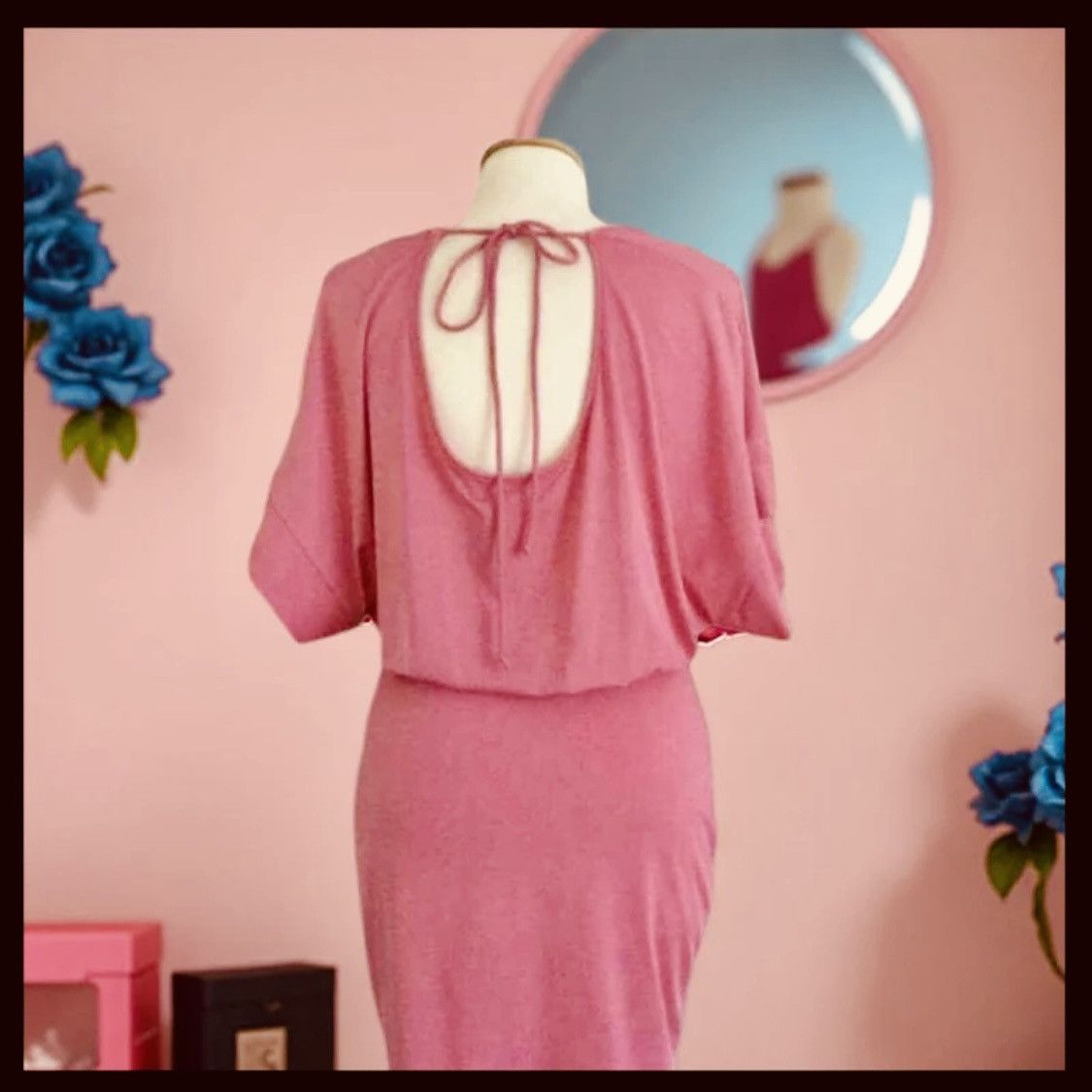 Designer × Other Colorful Bright Pink Peacock Print Dress Size L / US 10 / IT 46 - 4 Thumbnail